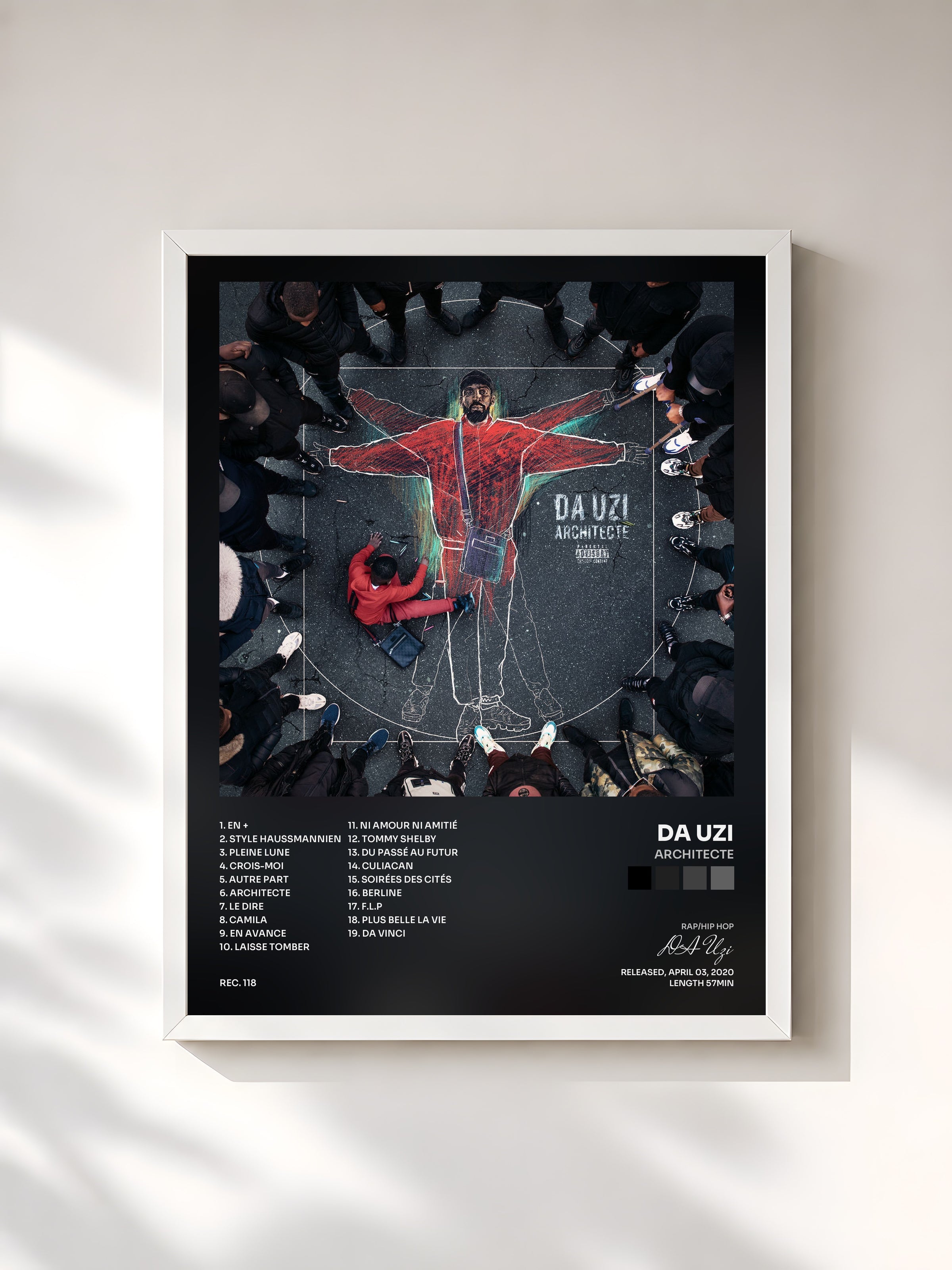 #blanc Architecte by DA Uzi as a framed art print, white frame, printed and framed in France