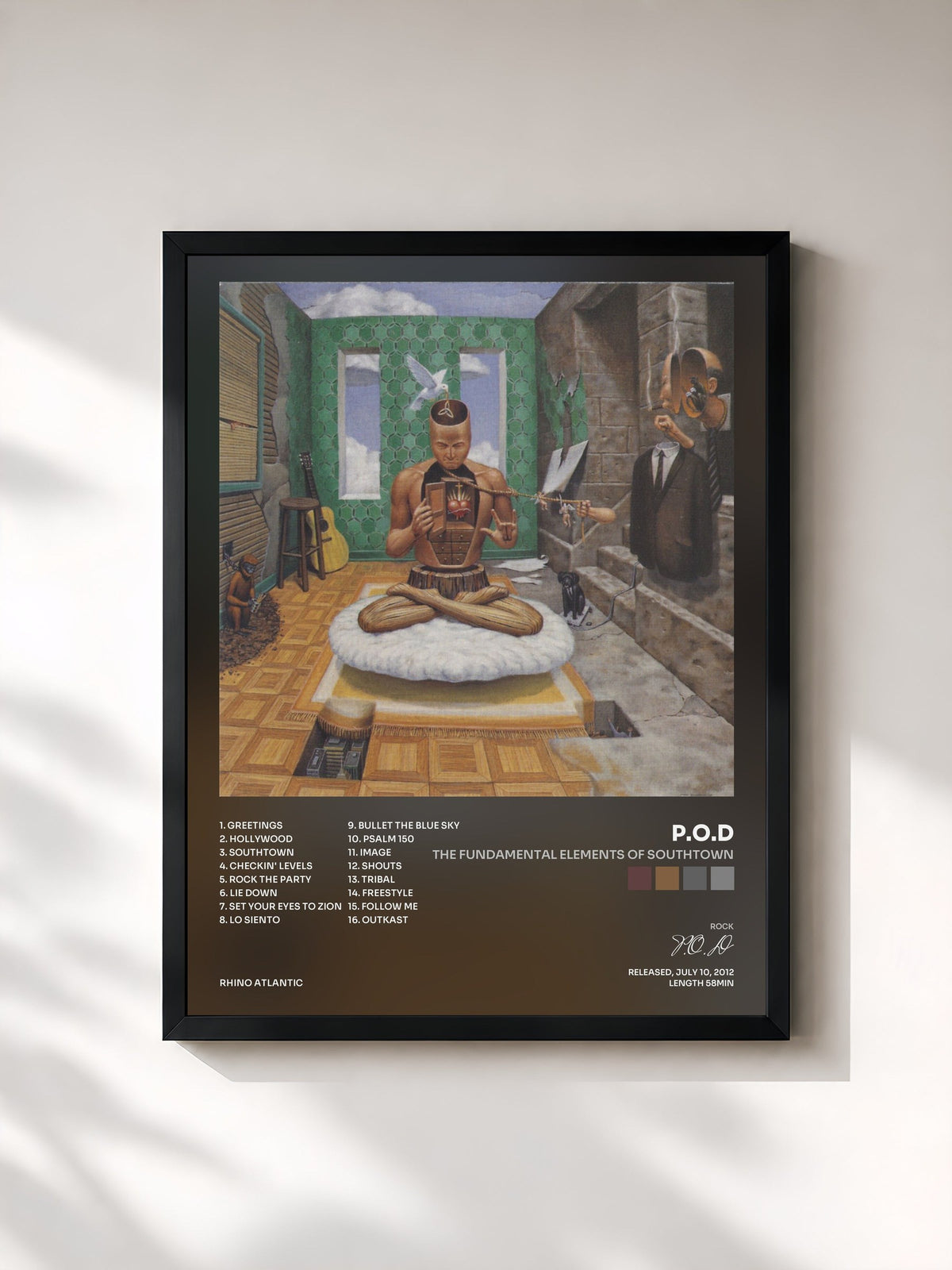 #noir Tableau de l'album The Fundamental Elements of Southtown de P.O.D, cadre noir, imprimé et encadré en France