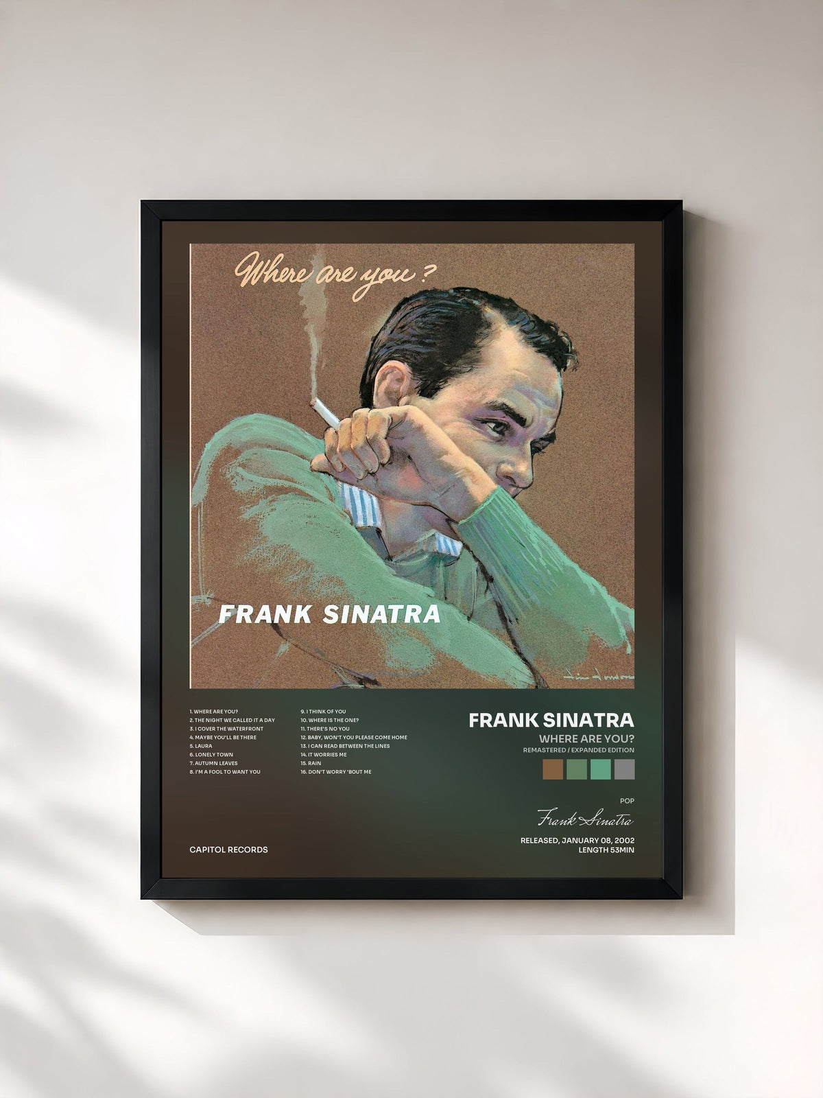 #noir Tableau de l'album Where Are You? (Remastered / Expanded Edition) de Frank Sinatra, cadre noir, imprimé et encadré en France