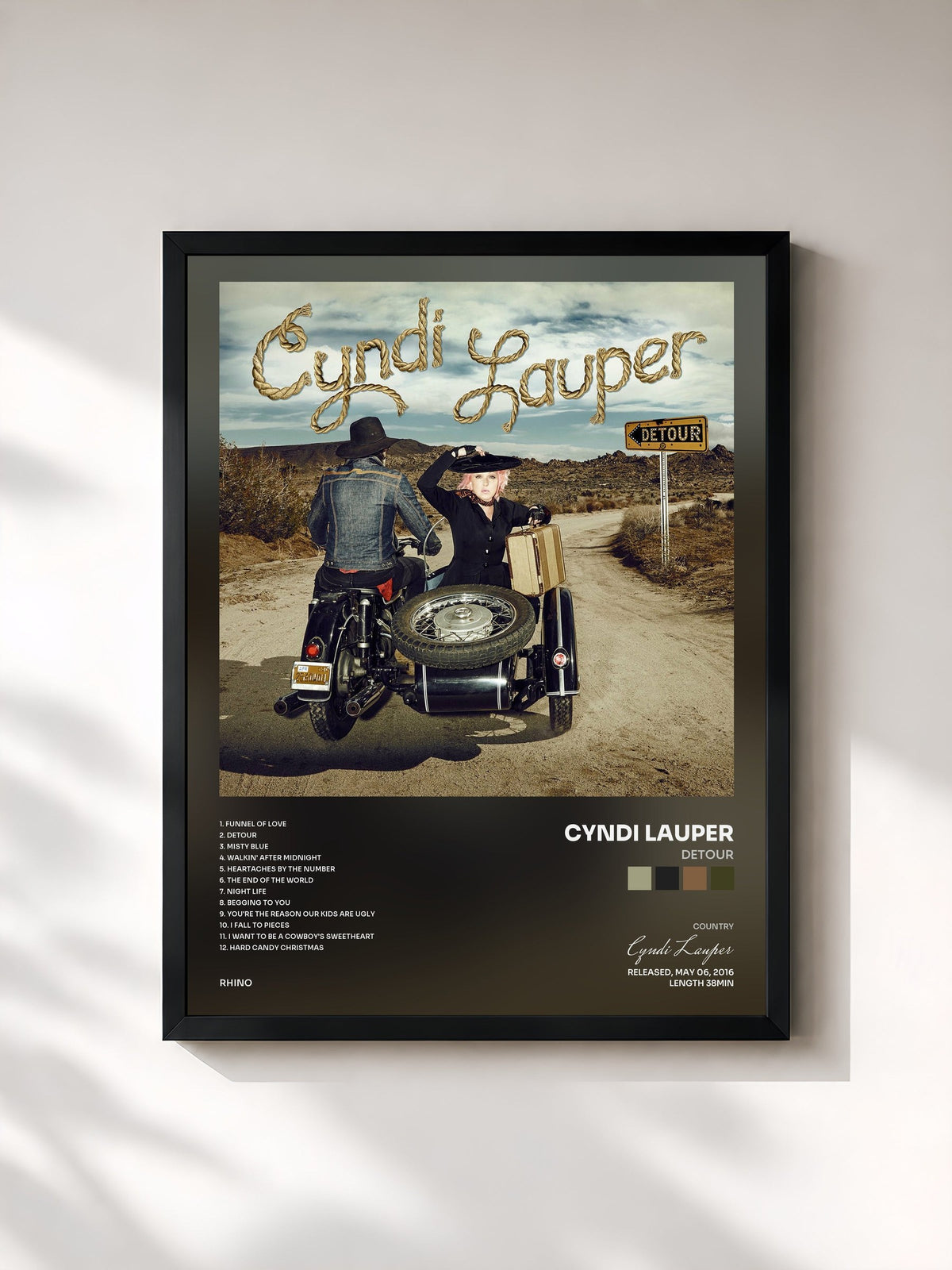 #noir Detour di Cyndi Lauper in stampa incorniciata, cornice nera, stampata e incorniciata in Francia