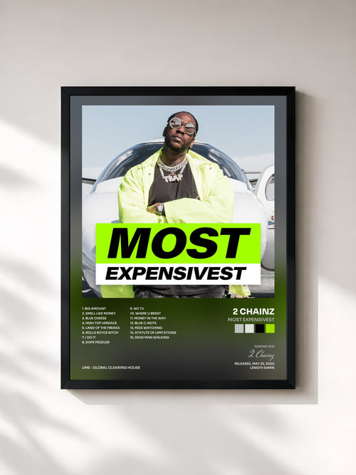 #noir Most Expensivest by 2 Chainz as a framed art print, black frame, printed and framed in France