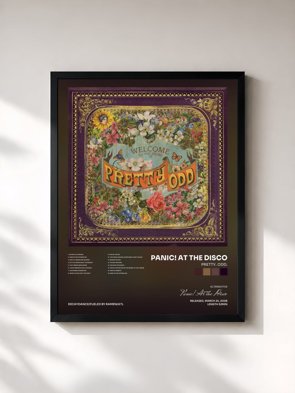 #noir Pretty. Odd. von Panic! At the Disco als gerahmter Kunstdruck, schwarzer Rahmen, gedruckt und gerahmt in Frankreich