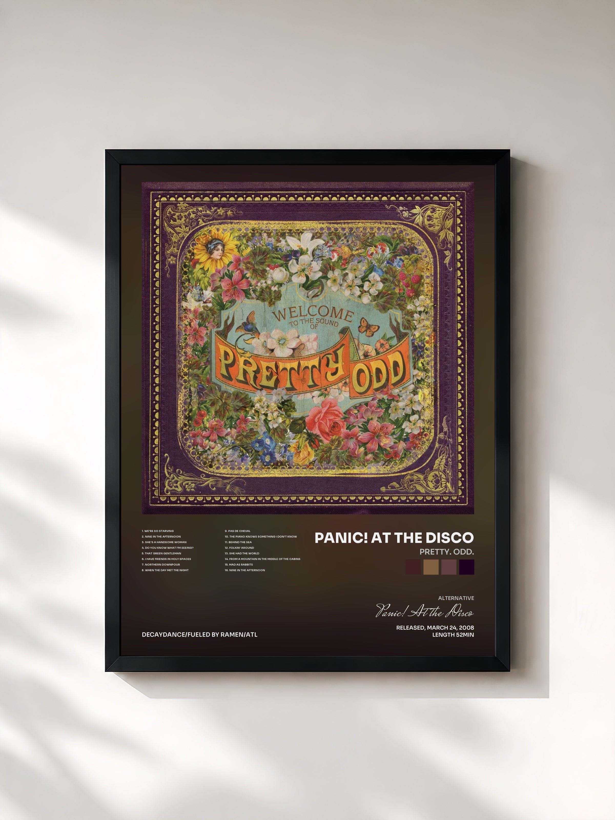 #noir Tableau de l'album Pretty. Odd. de Panic! At the Disco, cadre noir, imprimé et encadré en France