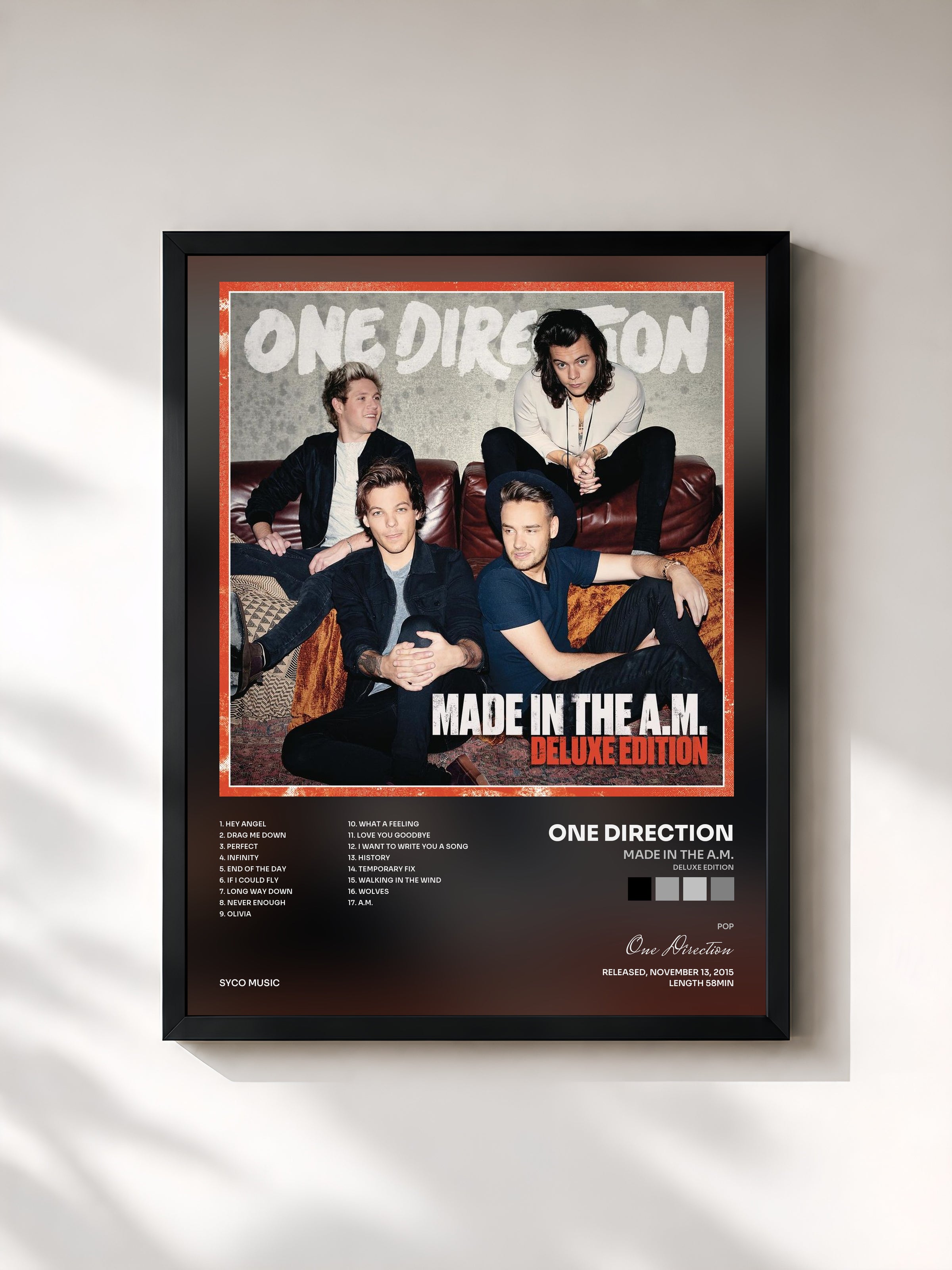 #noir Made In The A.M. (Deluxe Edition) di One Direction in stampa incorniciata, cornice nera, stampata e incorniciata in Francia