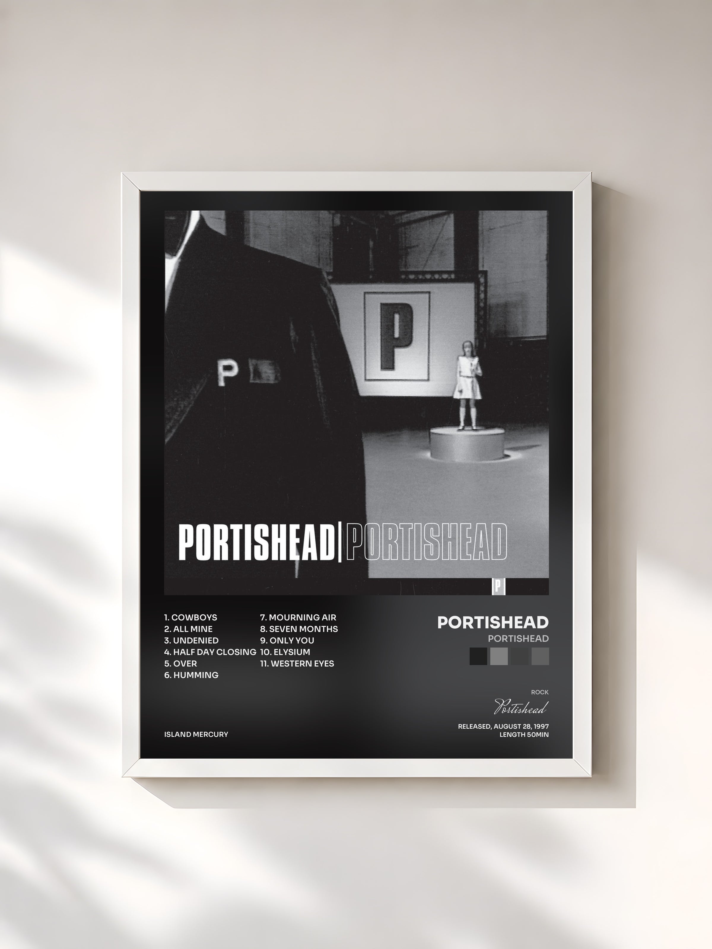 #blanc Portishead by Portishead as a framed art print, white frame, printed and framed in France