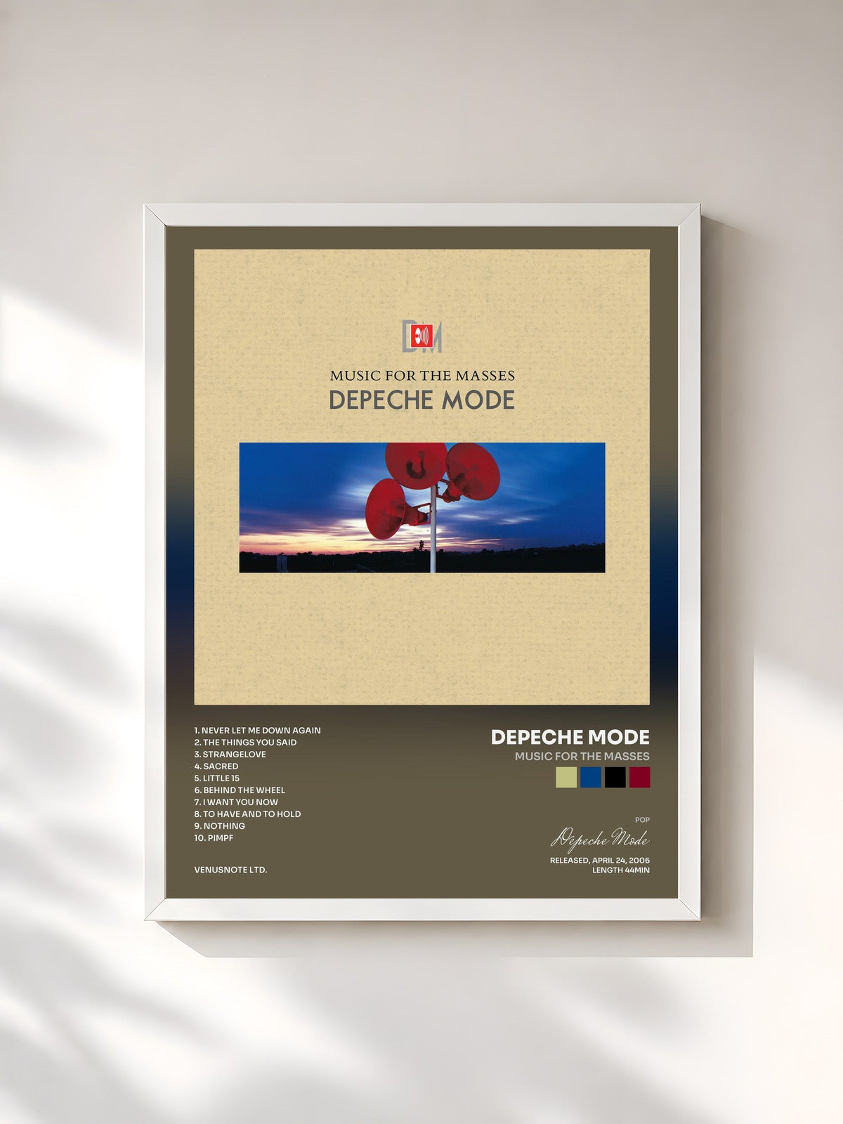 #blanc Music for the Masses von Depeche Mode als gerahmter Kunstdruck, weißer Rahmen, gedruckt und gerahmt in Frankreich