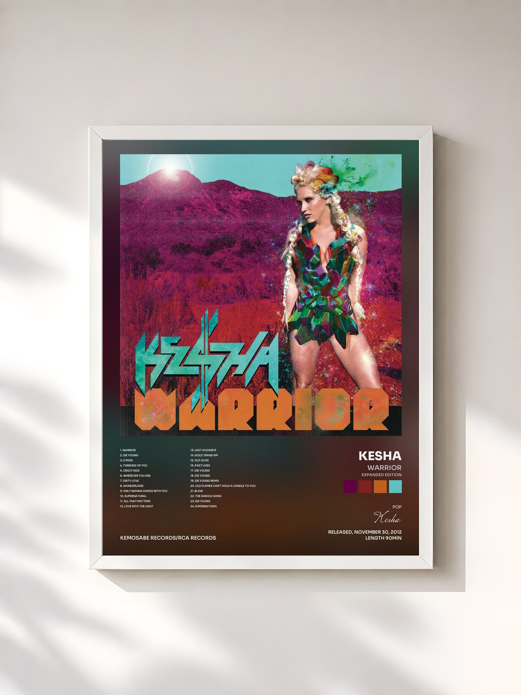#blanc Warrior (Expanded Edition) by Kesha as a framed art print, white frame, printed and framed in France