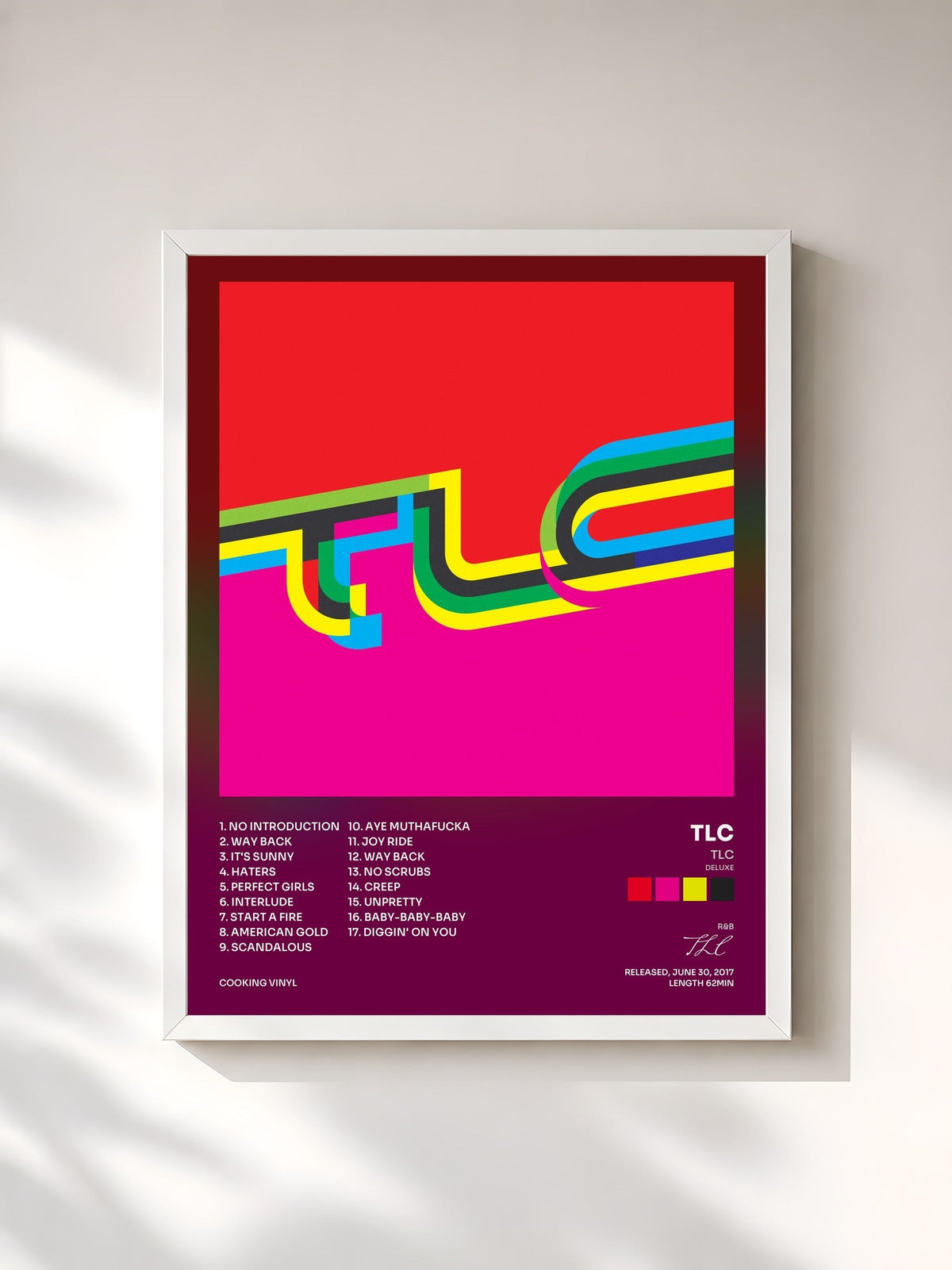 #blanc Tableau de l'album TLC (Deluxe) de TLC, cadre blanc, imprimé et encadré en France