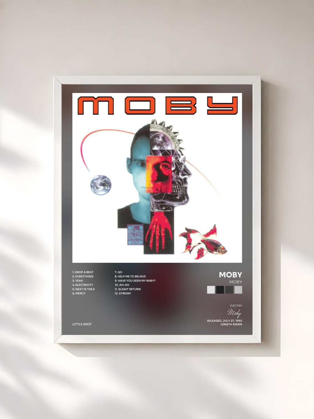 #blanc Moby by Moby as a framed art print, white frame, printed and framed in France