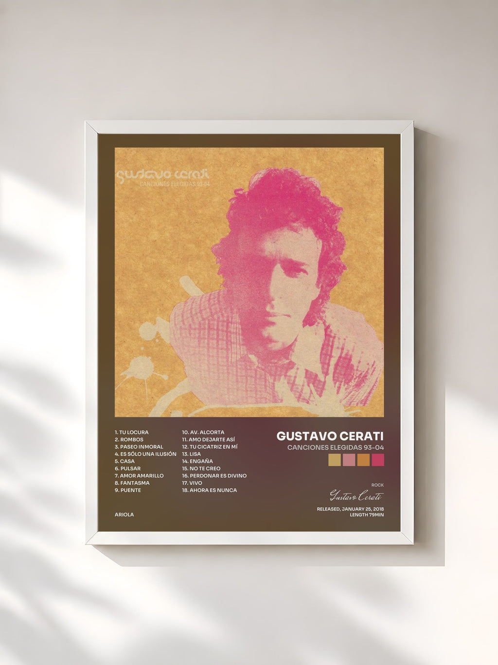 #blanc Canciones Elegidas 93-04 di Gustavo Cerati in stampa incorniciata, cornice bianca, stampata e incorniciata in Francia