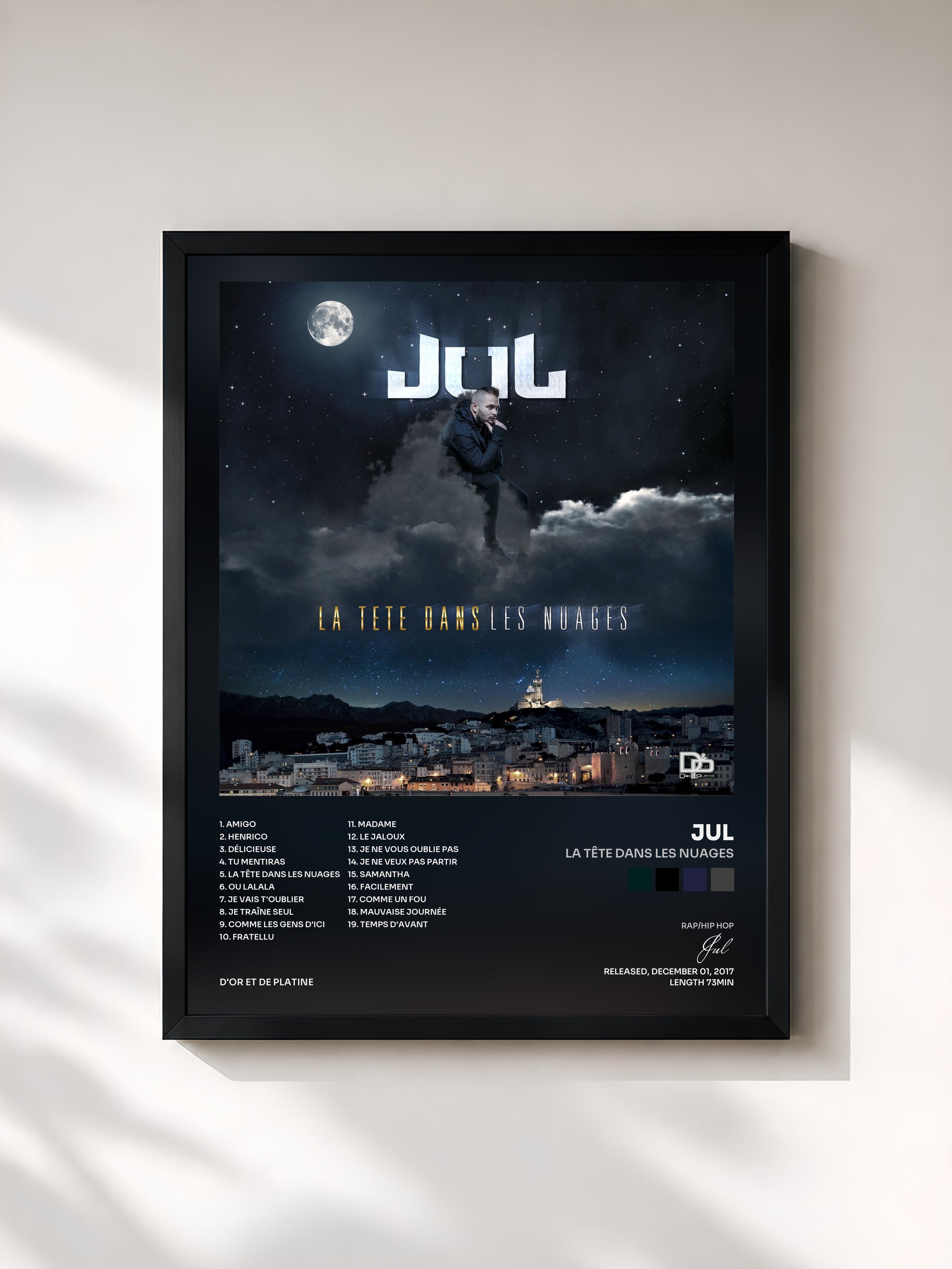 #noir La tête dans les nuages di Jul in stampa incorniciata, cornice nera, stampata e incorniciata in Francia