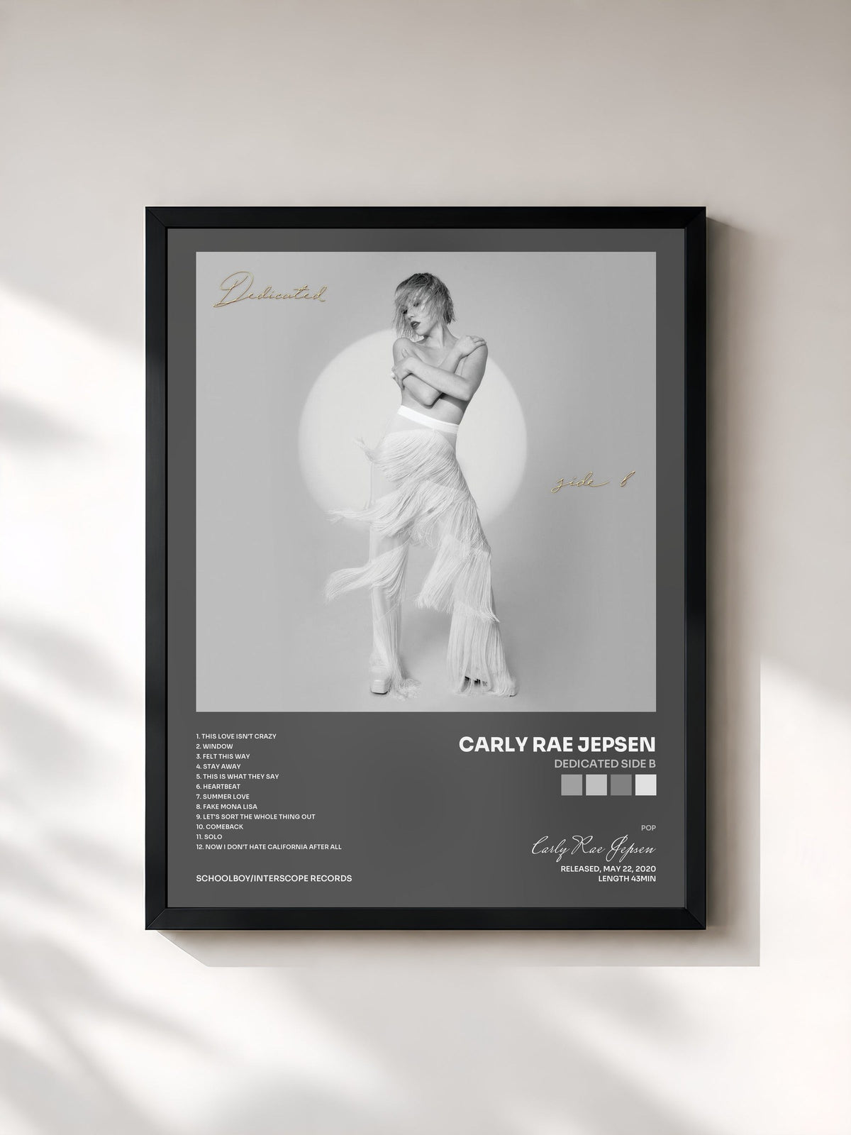 #noir Dedicated Side B di Carly Rae Jepsen in stampa incorniciata, cornice nera, stampata e incorniciata in Francia