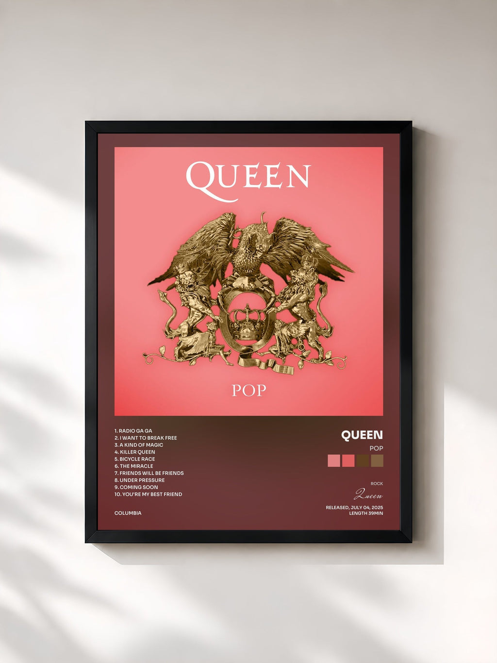 #noir Pop von Queen als gerahmter Kunstdruck, schwarzer Rahmen, gedruckt und gerahmt in Frankreich