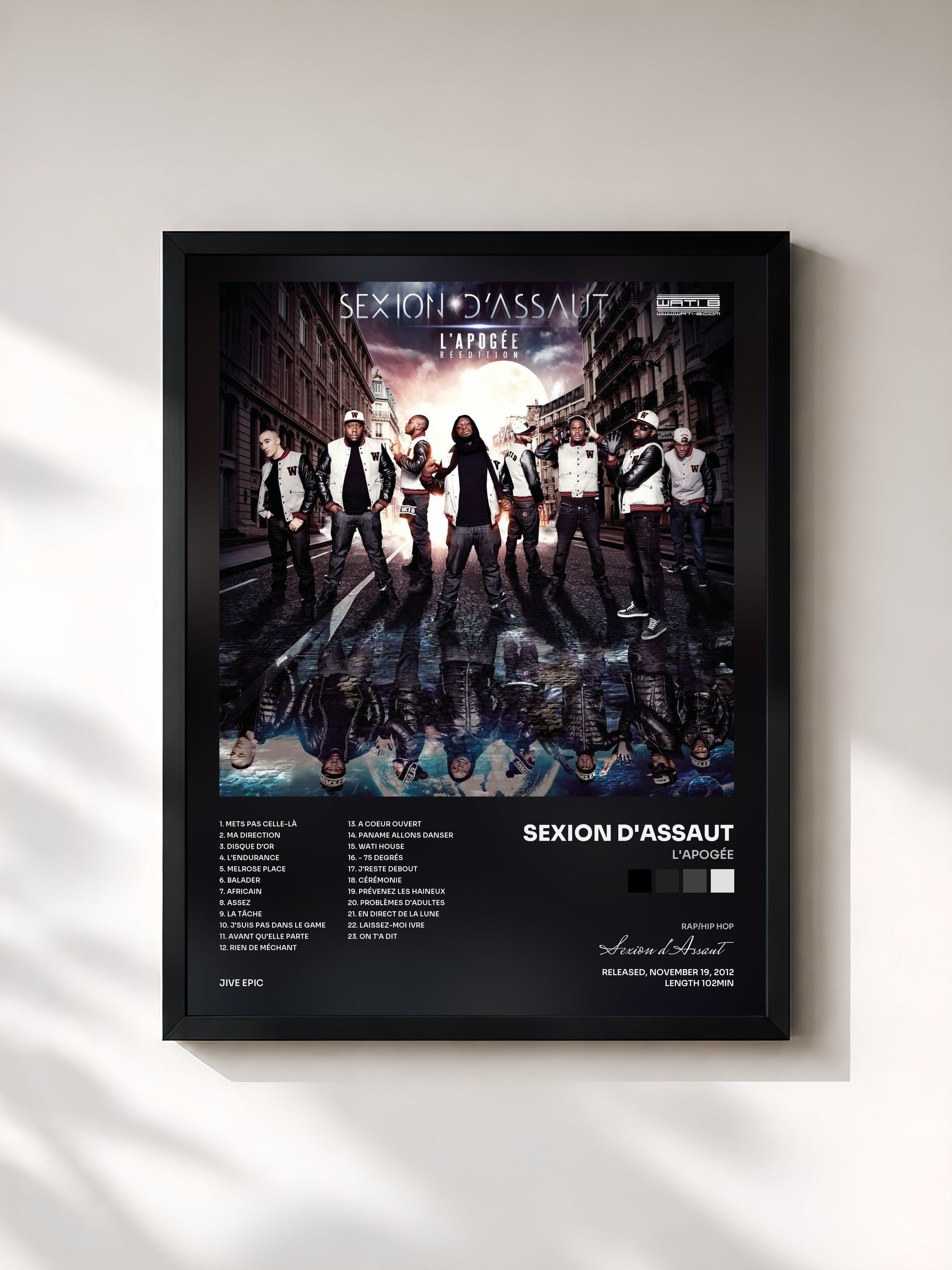 #noir Tableau de l'album L'Apogée de Sexion d'Assaut, cadre noir, imprimé et encadré en France
