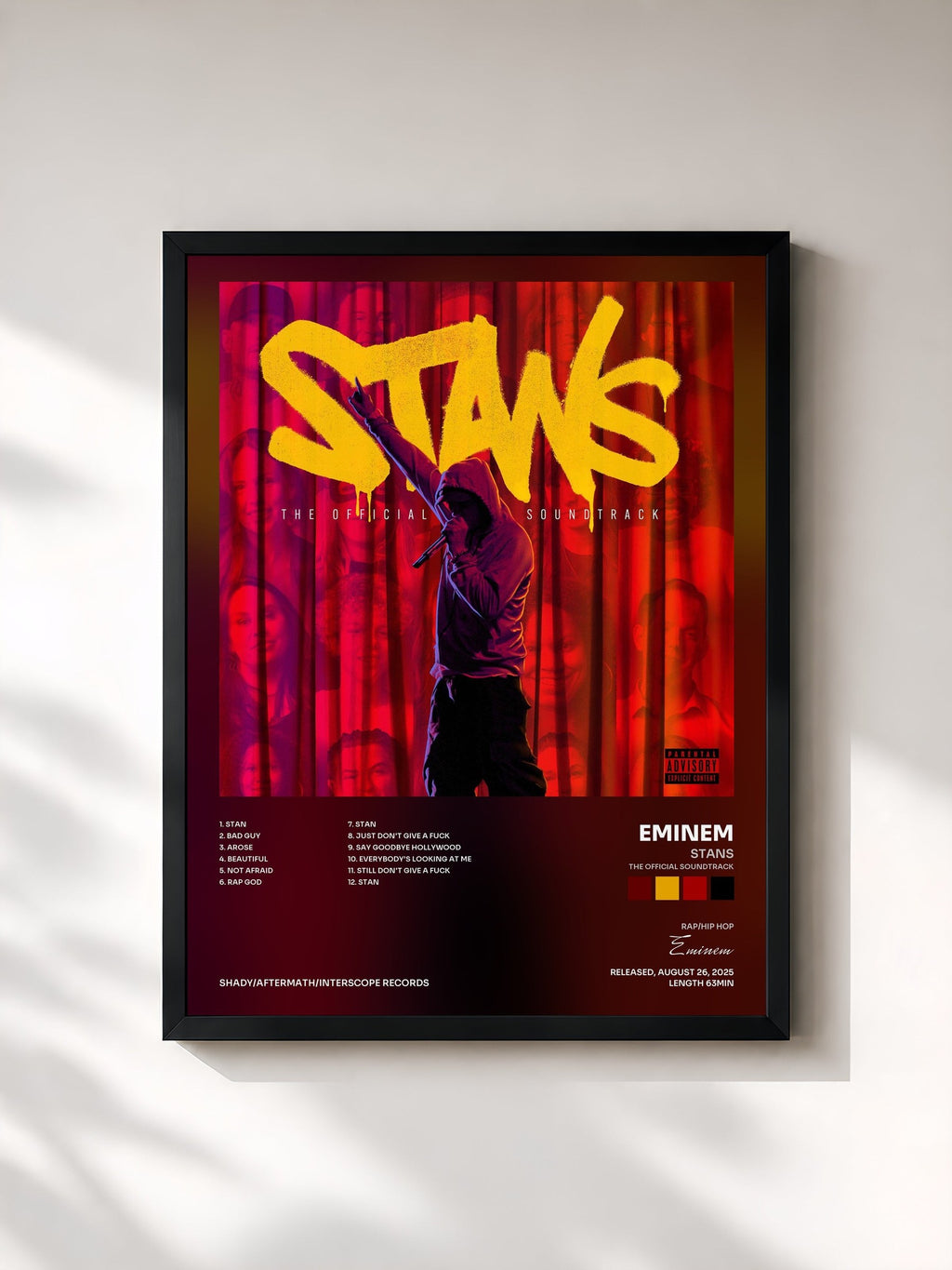 #noir STANS (The Official Soundtrack) de Eminem en lámina enmarcada, marco negro, impresa y enmarcada en Francia