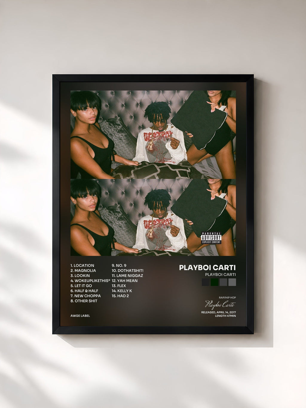 #noir Playboi Carti di Playboi Carti in stampa incorniciata, cornice nera, stampata e incorniciata in Francia