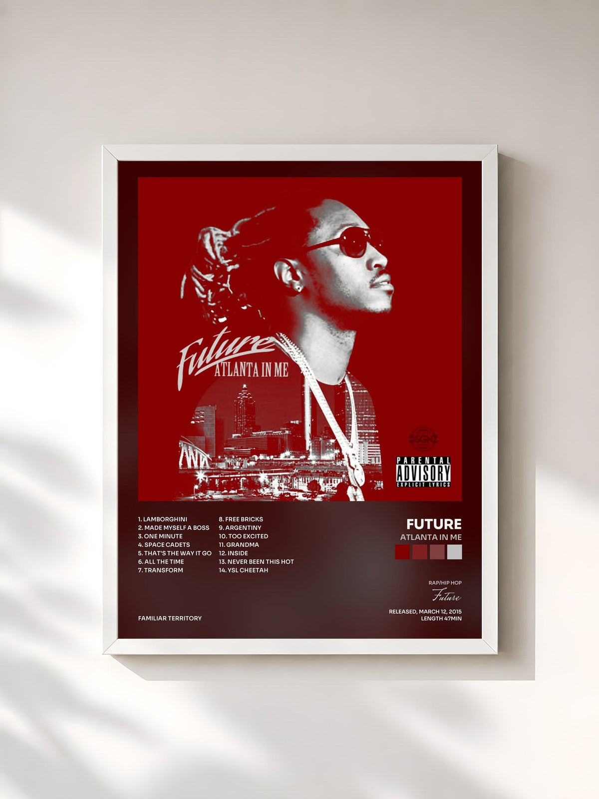 #blanc Tableau de l'album Atlanta In Me de Future, cadre blanc, imprimé et encadré en France