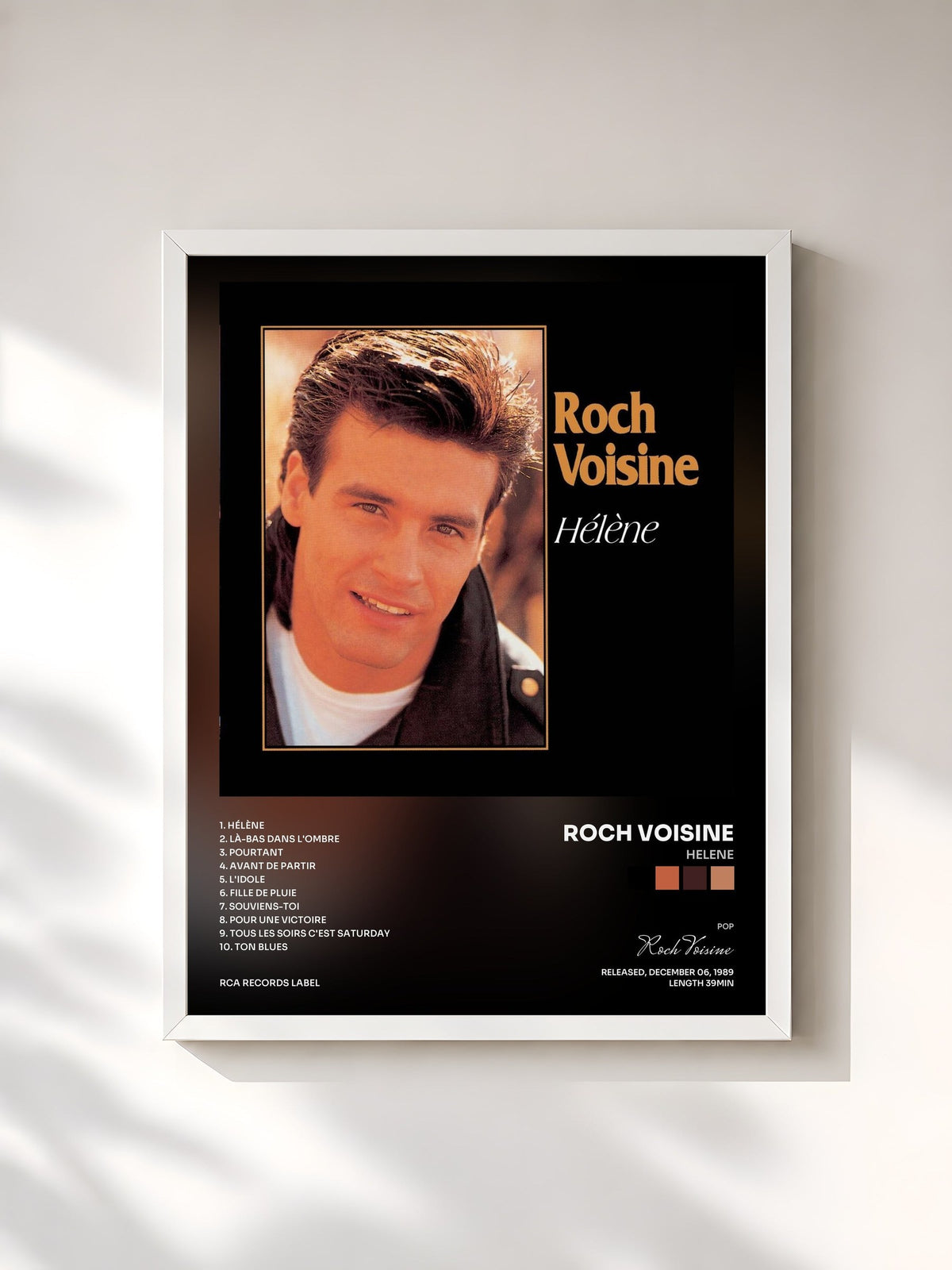 #blanc Tableau de l'album Helene de Roch Voisine, cadre blanc, imprimé et encadré en France