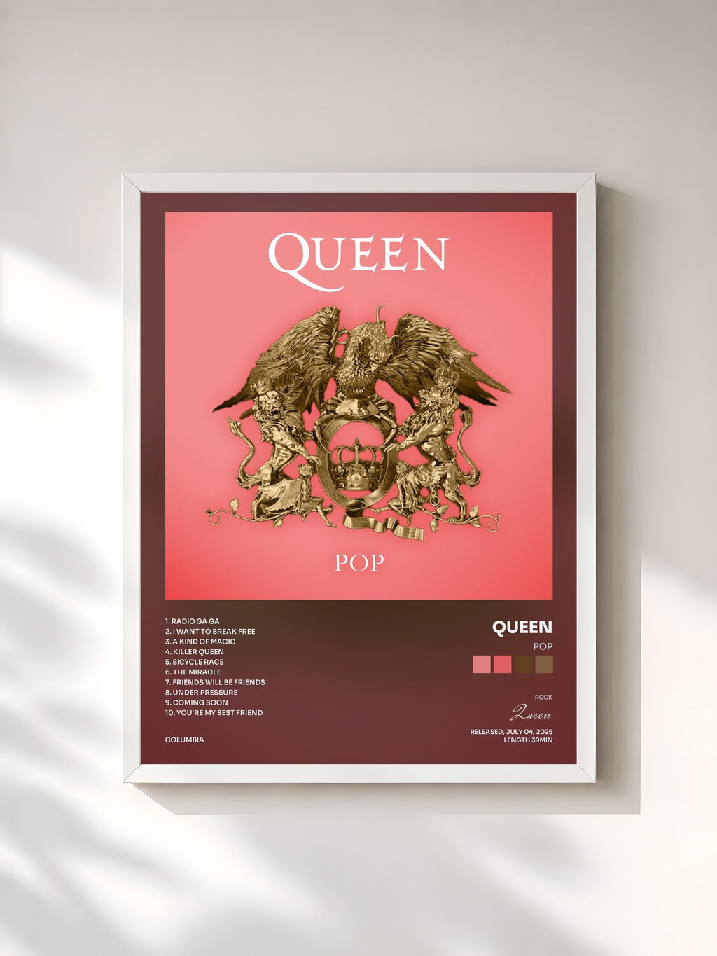#blanc Pop von Queen als gerahmter Kunstdruck, weißer Rahmen, gedruckt und gerahmt in Frankreich