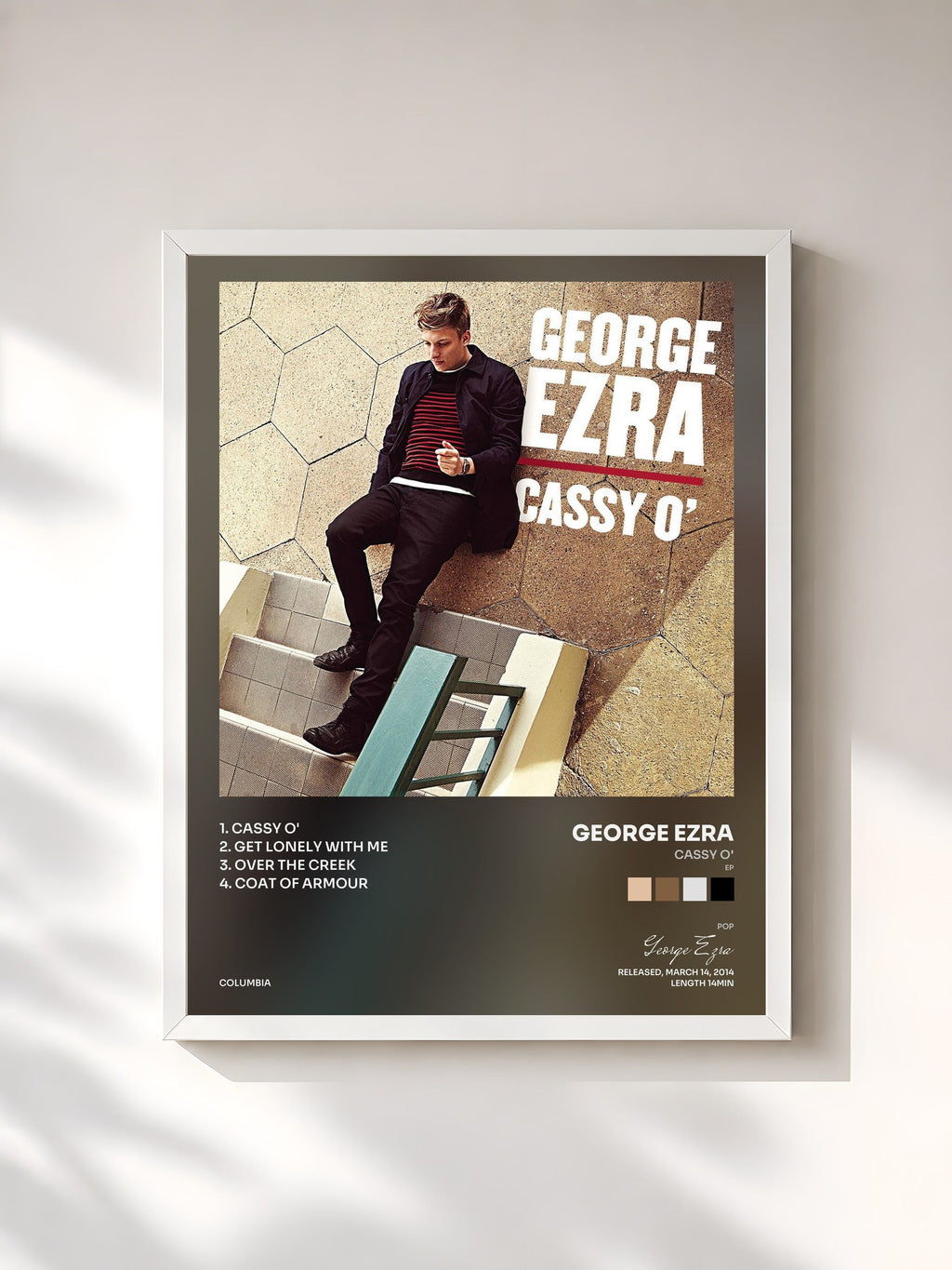 #blanc Cassy O' (EP) von George Ezra als gerahmter Kunstdruck, weißer Rahmen, gedruckt und gerahmt in Frankreich