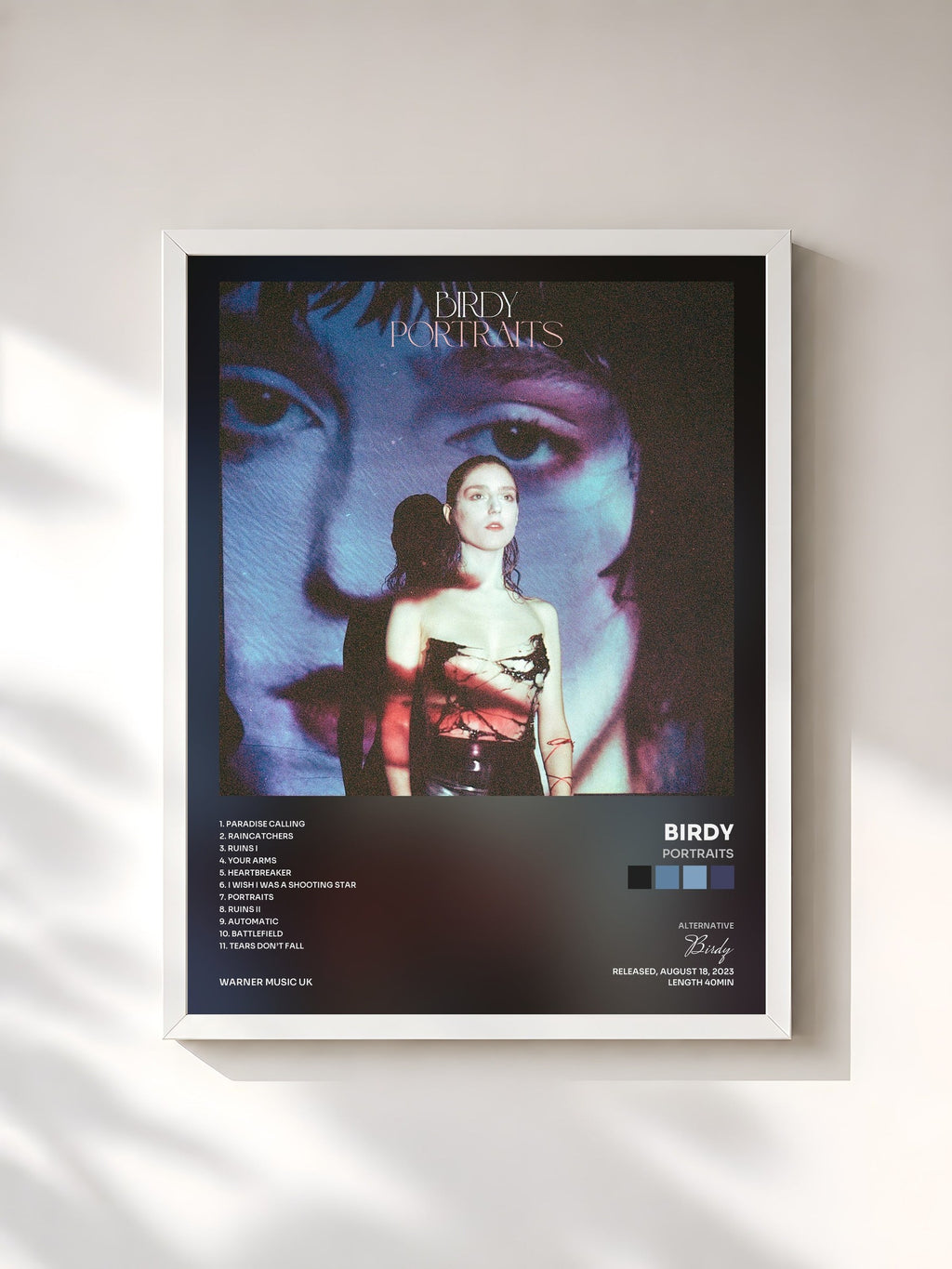 #blanc Tableau de l'album Portraits de Birdy, cadre blanc, imprimé et encadré en France