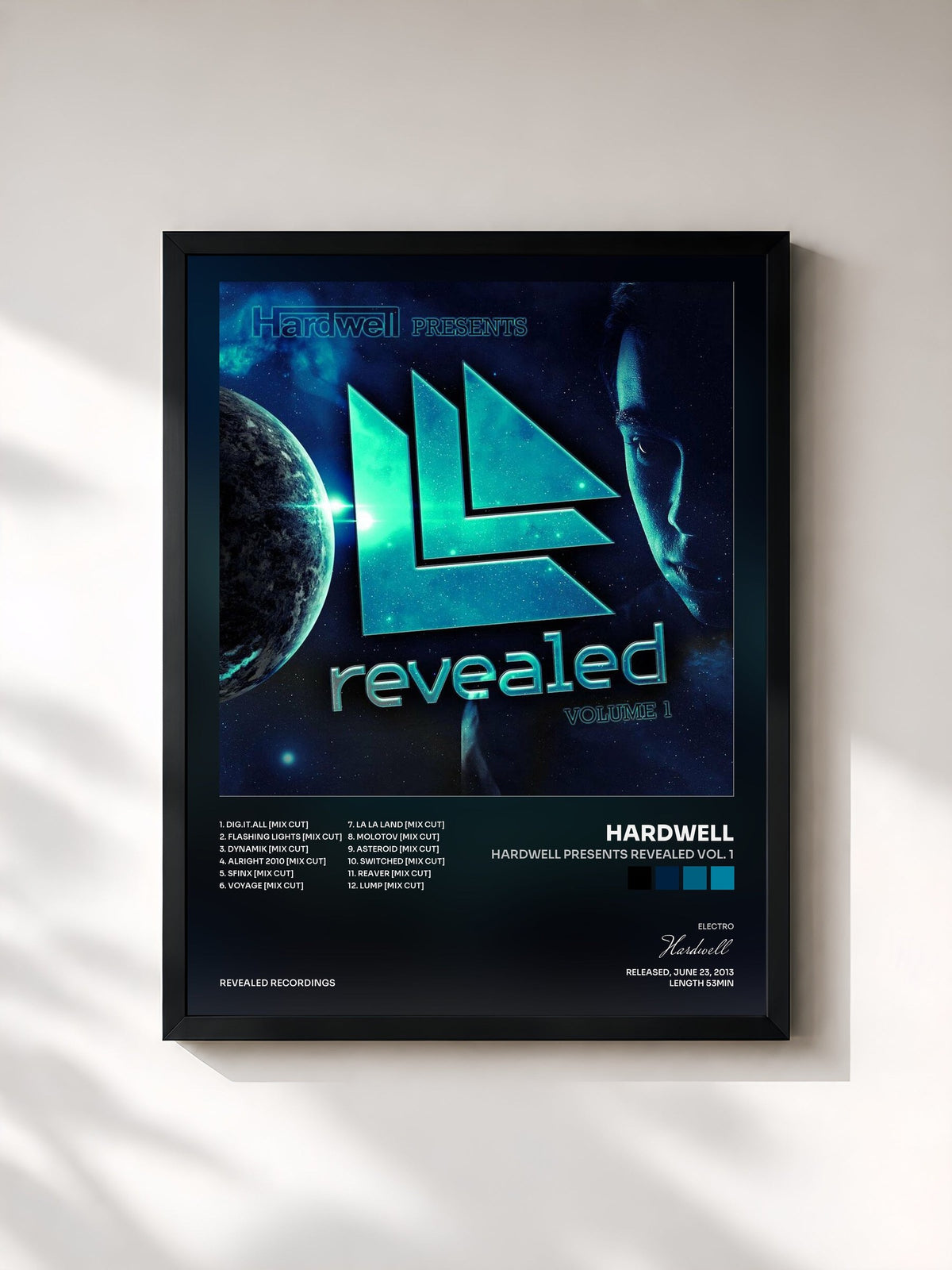 #noir Tableau de l'album Hardwell Presents Revealed Vol. 1 de Hardwell, cadre noir, imprimé et encadré en France