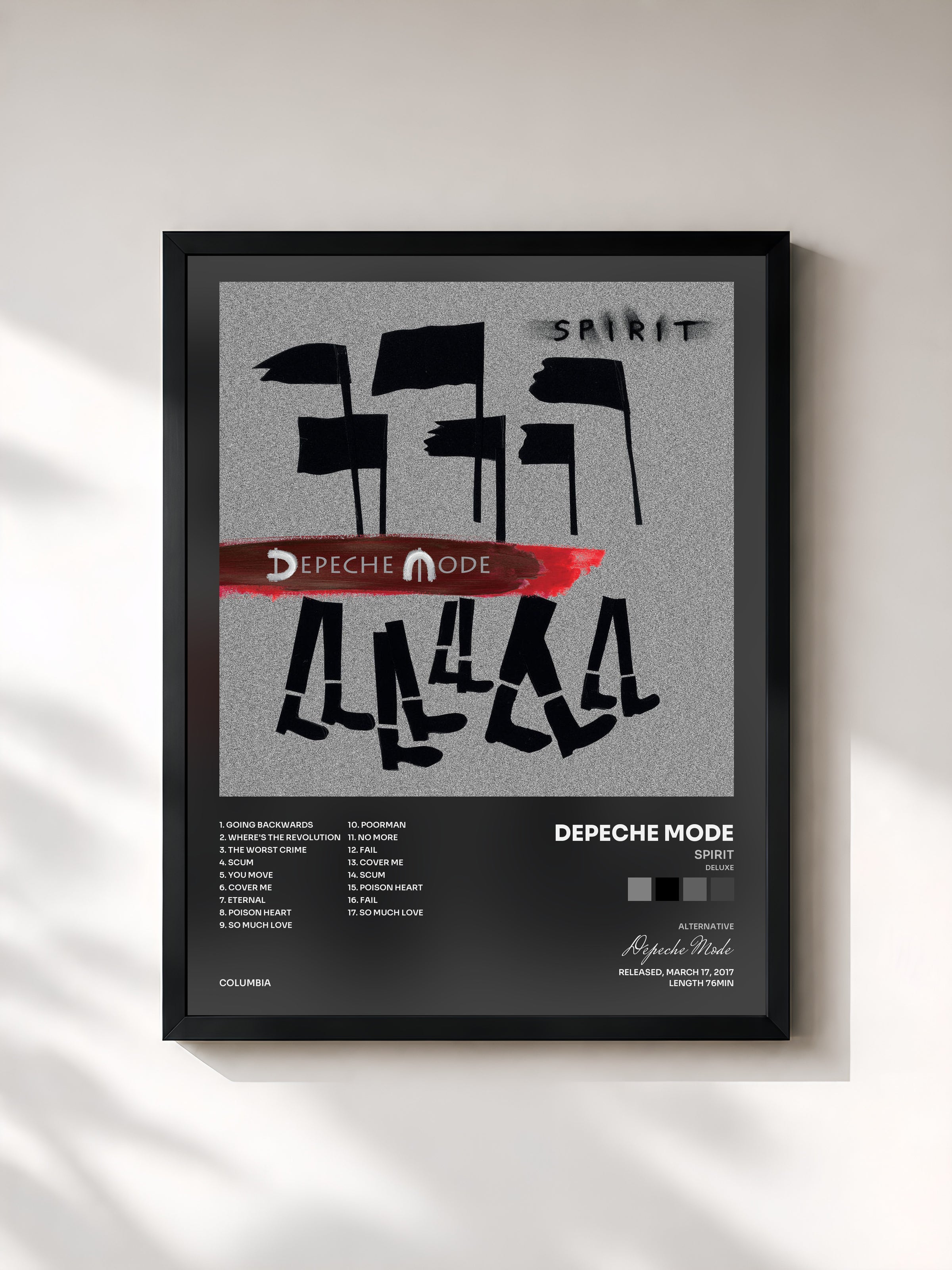 #noir Spirit (Deluxe) by Depeche Mode as a framed art print, black frame, printed and framed in France