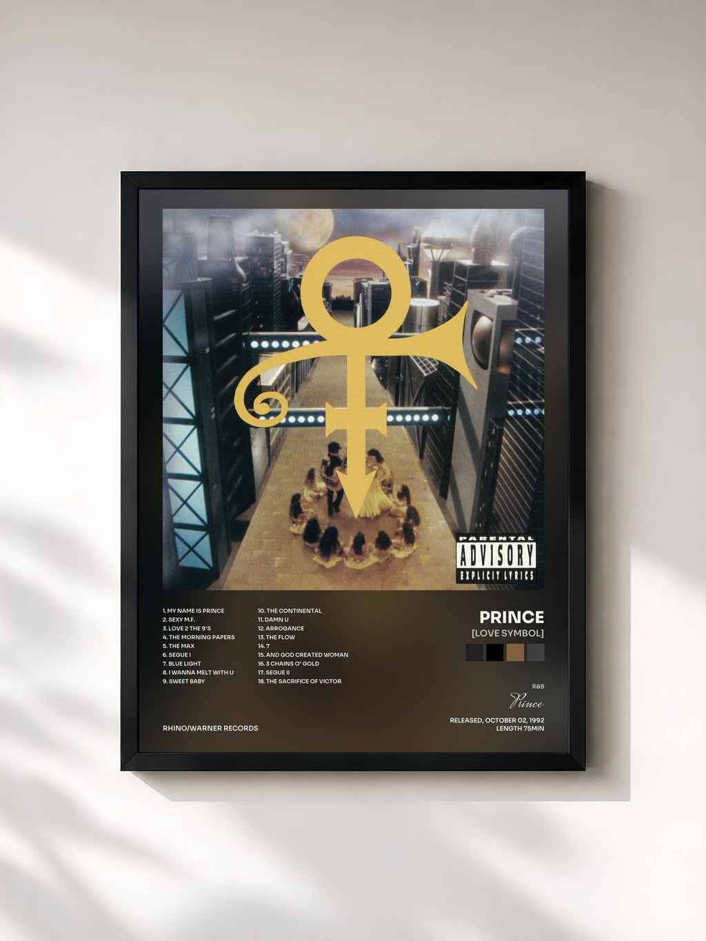 #noir Tableau de l'album [Love Symbol] de Prince, cadre noir, imprimé et encadré en France