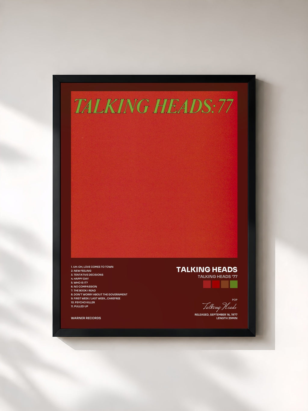 #noir Talking Heads '77 de Talking Heads en lámina enmarcada, marco negro, impresa y enmarcada en Francia