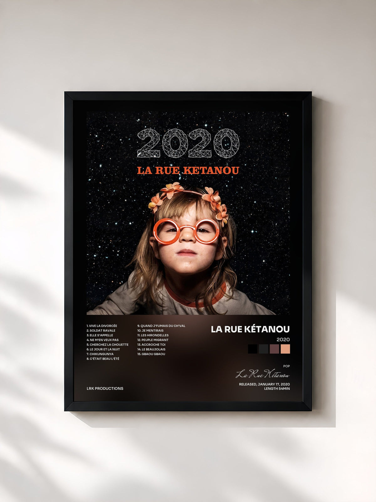 #noir Tableau de l'album 2020 de La Rue Kétanou, cadre noir, imprimé et encadré en France