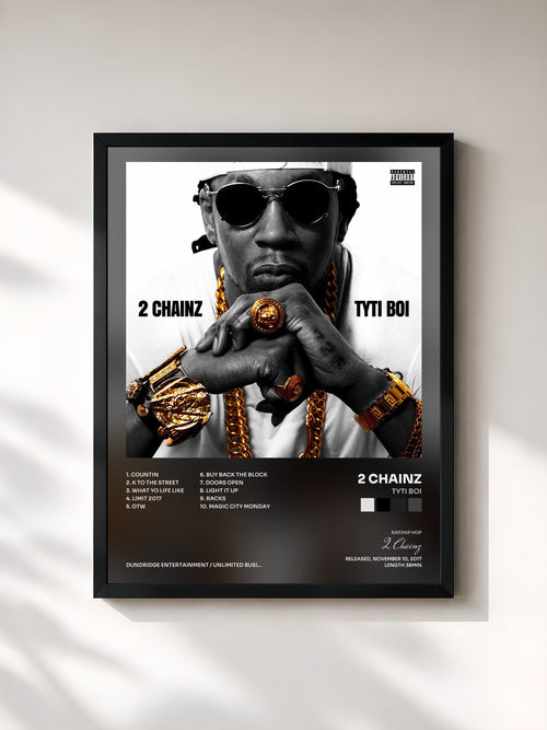 #noir Tyti Boi de 2 Chainz en lámina enmarcada, marco negro, impresa y enmarcada en Francia
