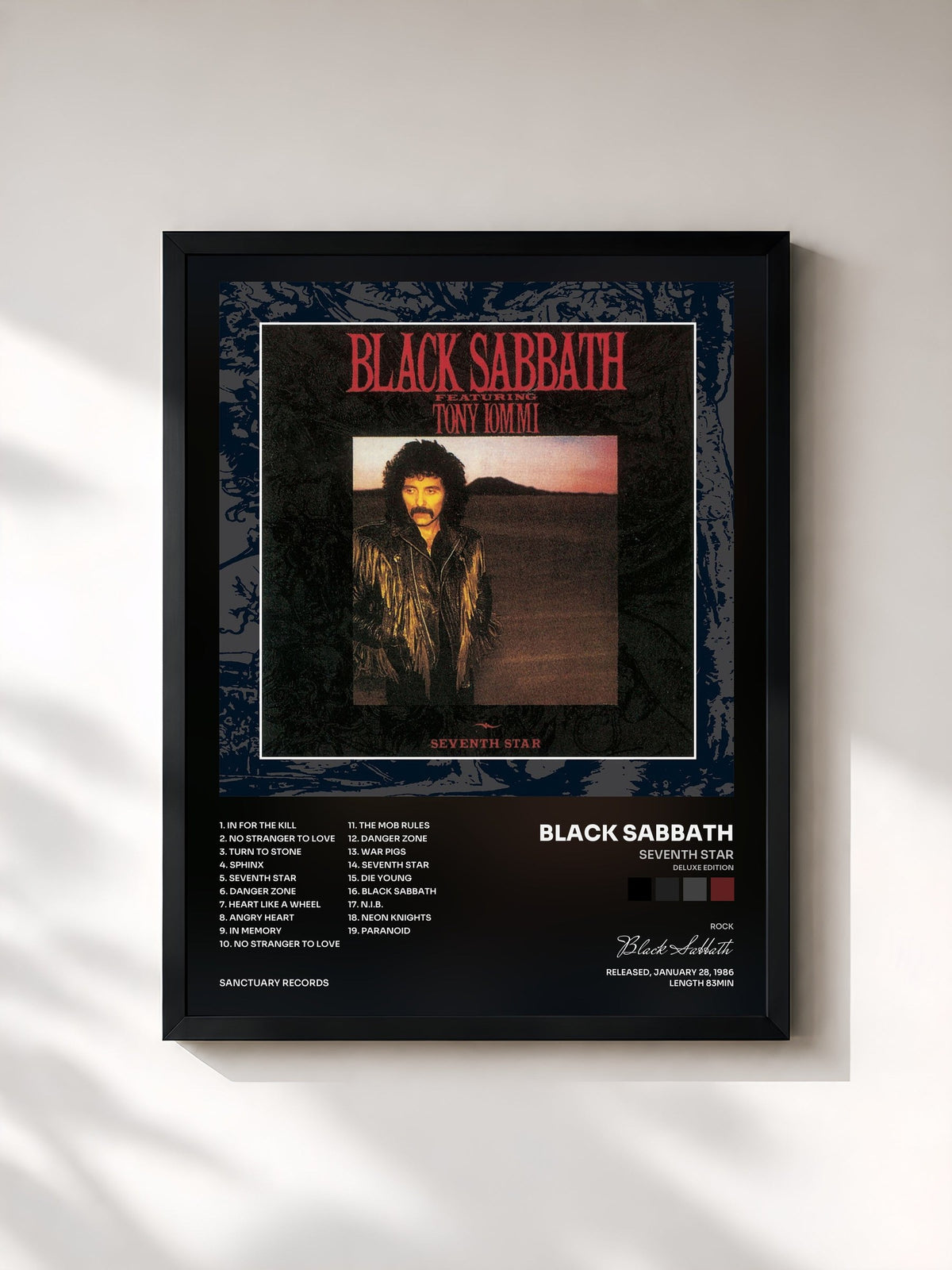 #noir Tableau de l'album Seventh Star (Deluxe Edition) de Black Sabbath, cadre noir, imprimé et encadré en France
