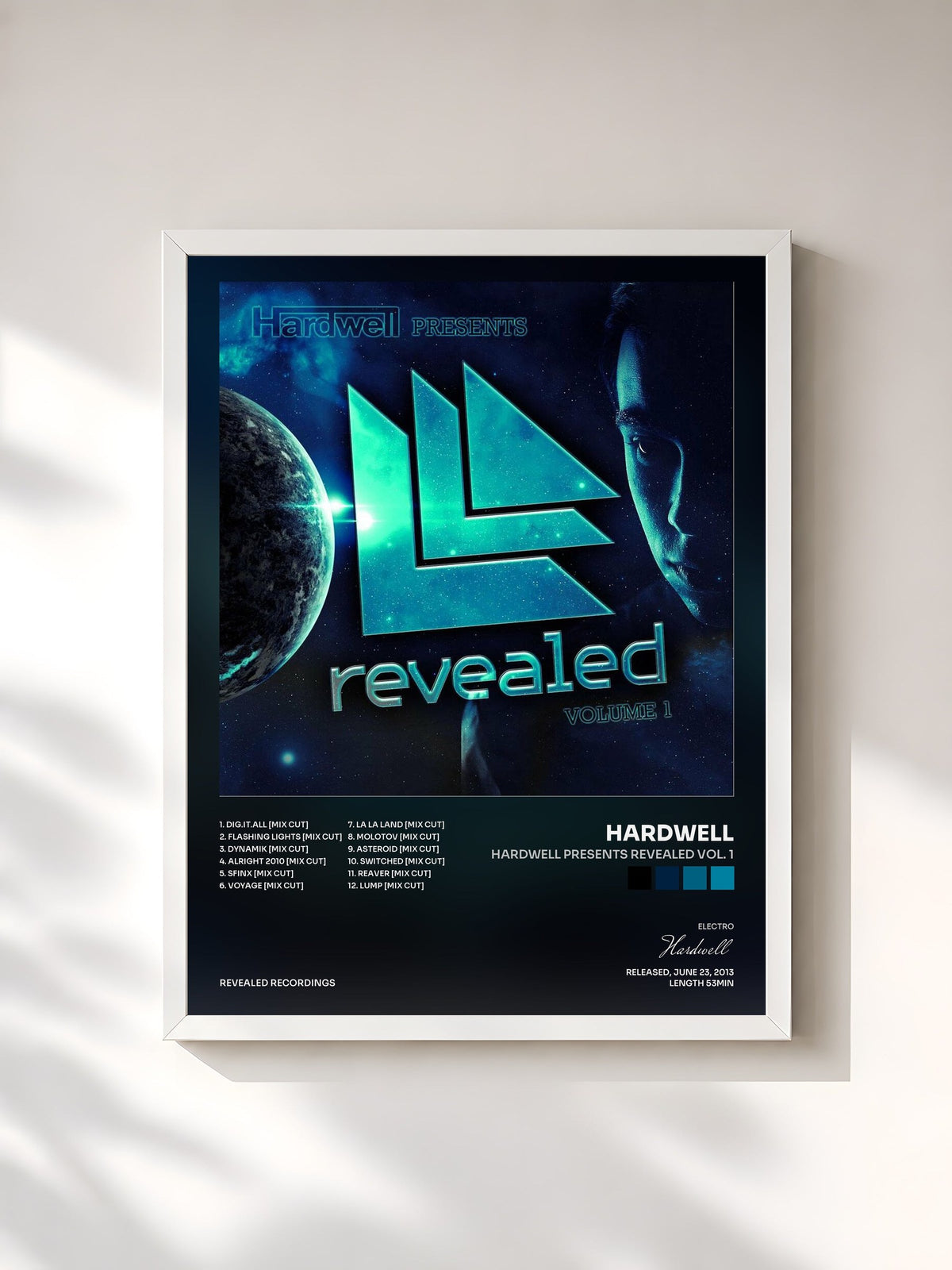 #blanc Tableau de l'album Hardwell Presents Revealed Vol. 1 de Hardwell, cadre blanc, imprimé et encadré en France