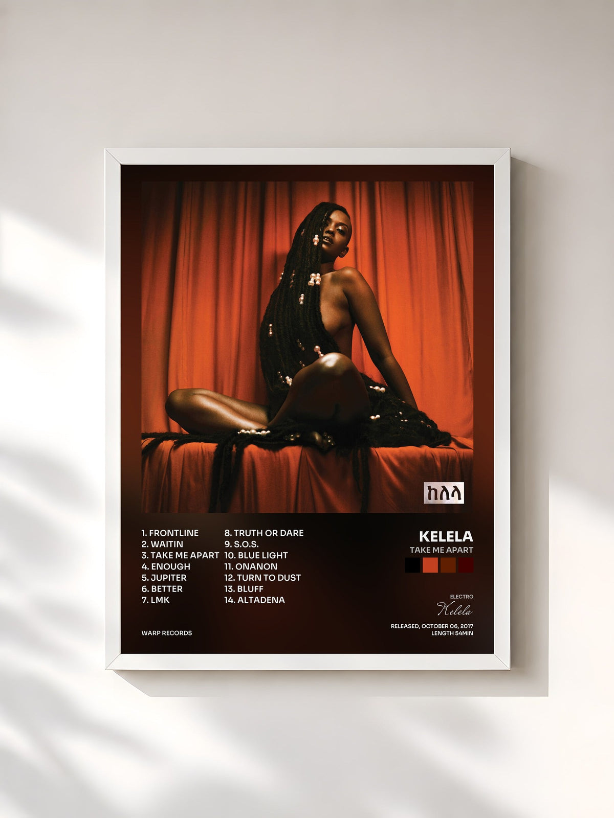 #blanc Tableau de l'album Take Me Apart de Kelela, cadre blanc, imprimé et encadré en France