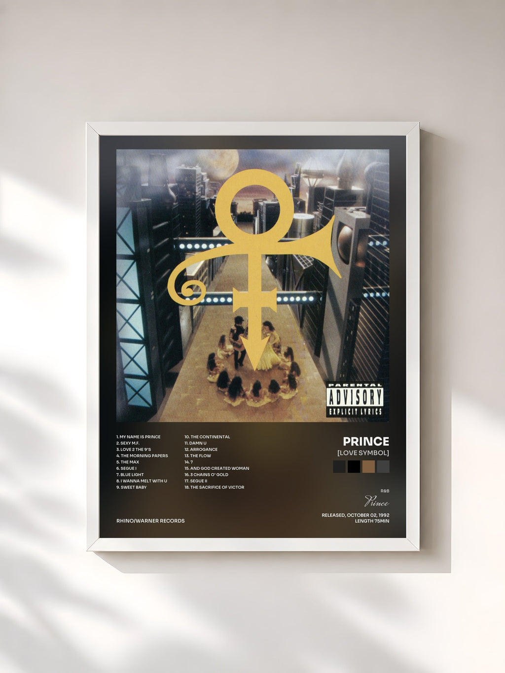 #blanc Tableau de l'album [Love Symbol] de Prince, cadre blanc, imprimé et encadré en France