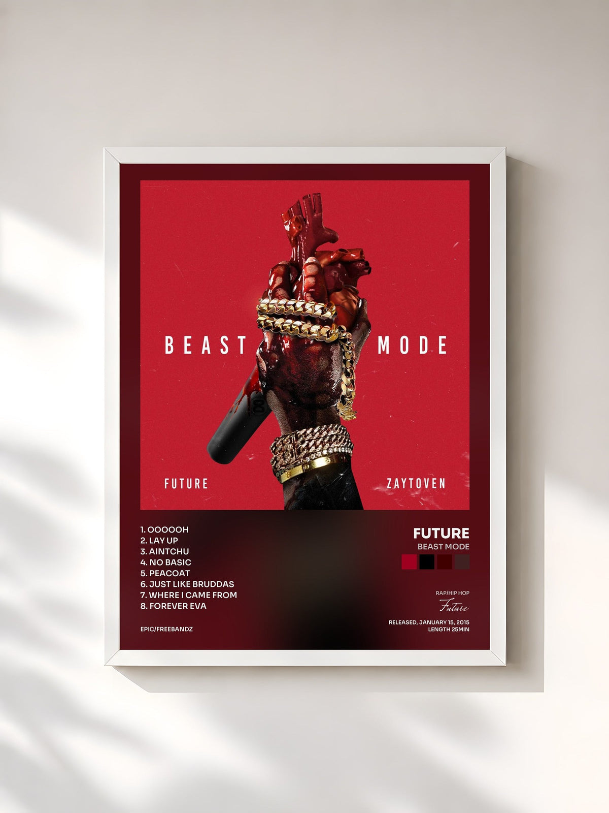 #blanc Tableau de l'album Beast Mode de Future, cadre blanc, imprimé et encadré en France
