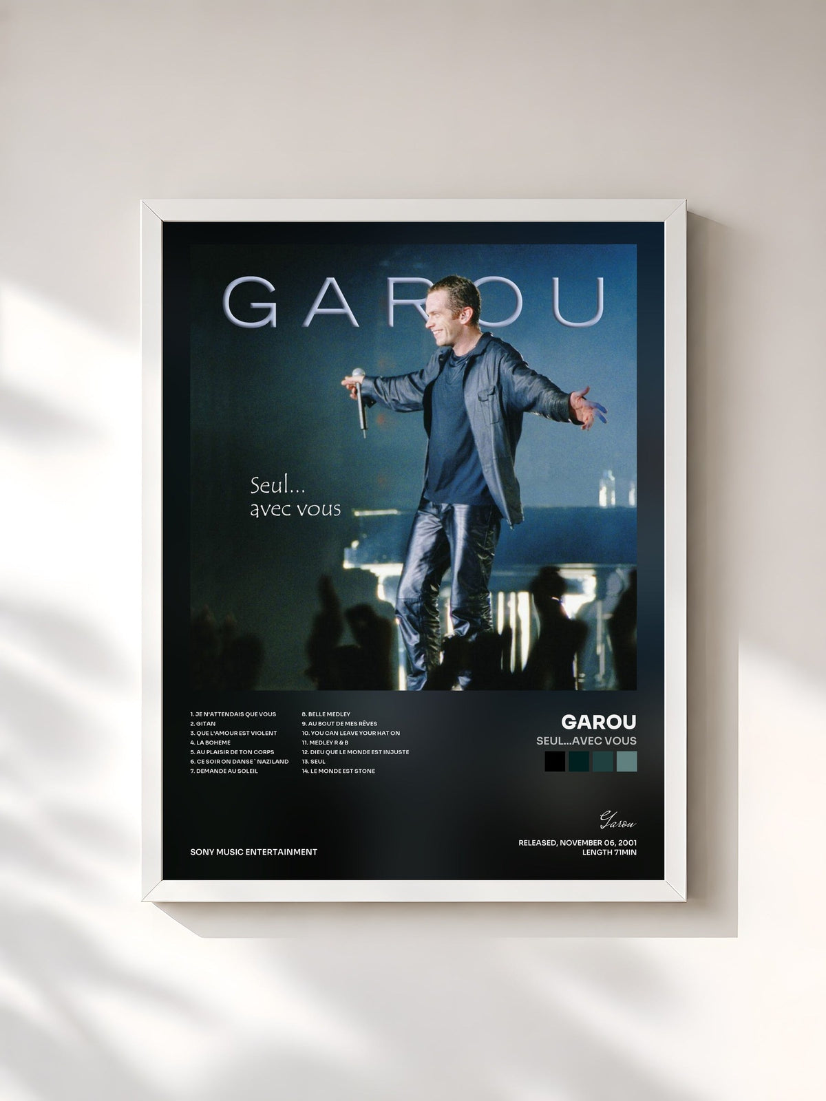 #blanc Seul...avec vous by Garou as a framed art print, white frame, printed and framed in France