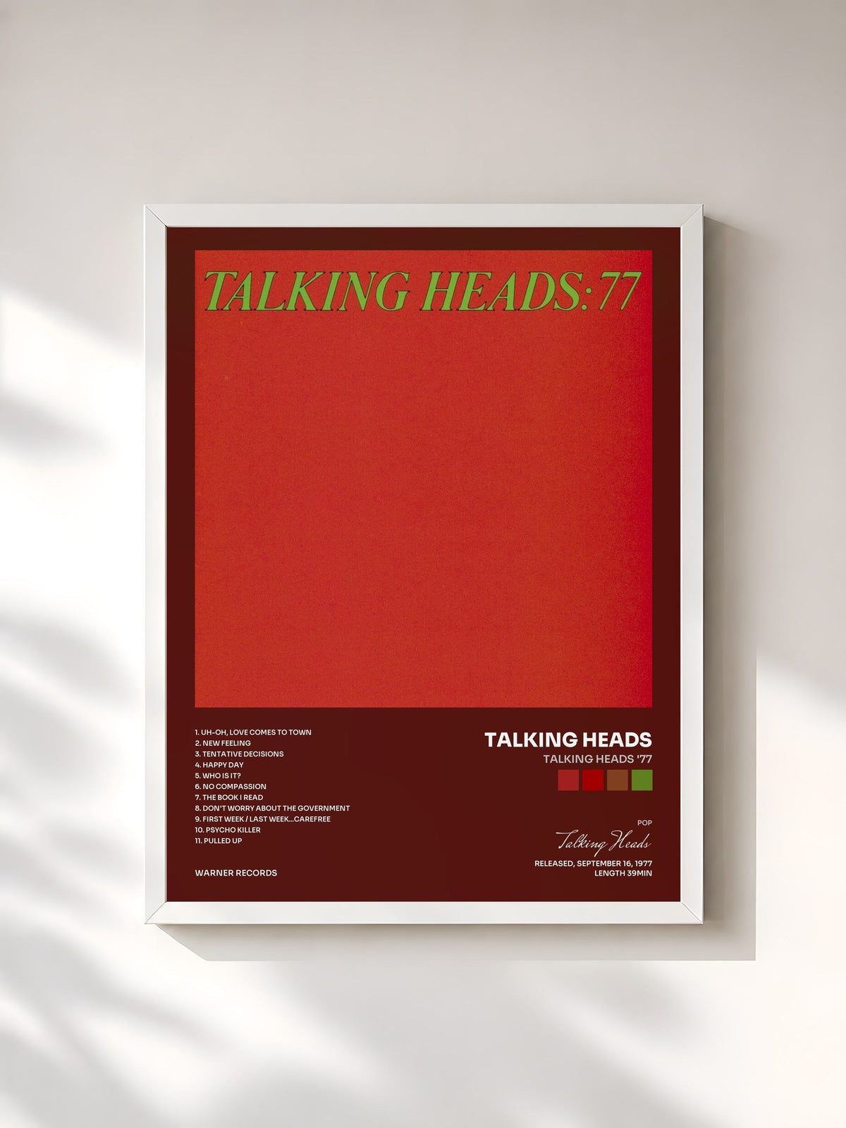 #blanc Talking Heads '77 di Talking Heads in stampa incorniciata, cornice bianca, stampata e incorniciata in Francia