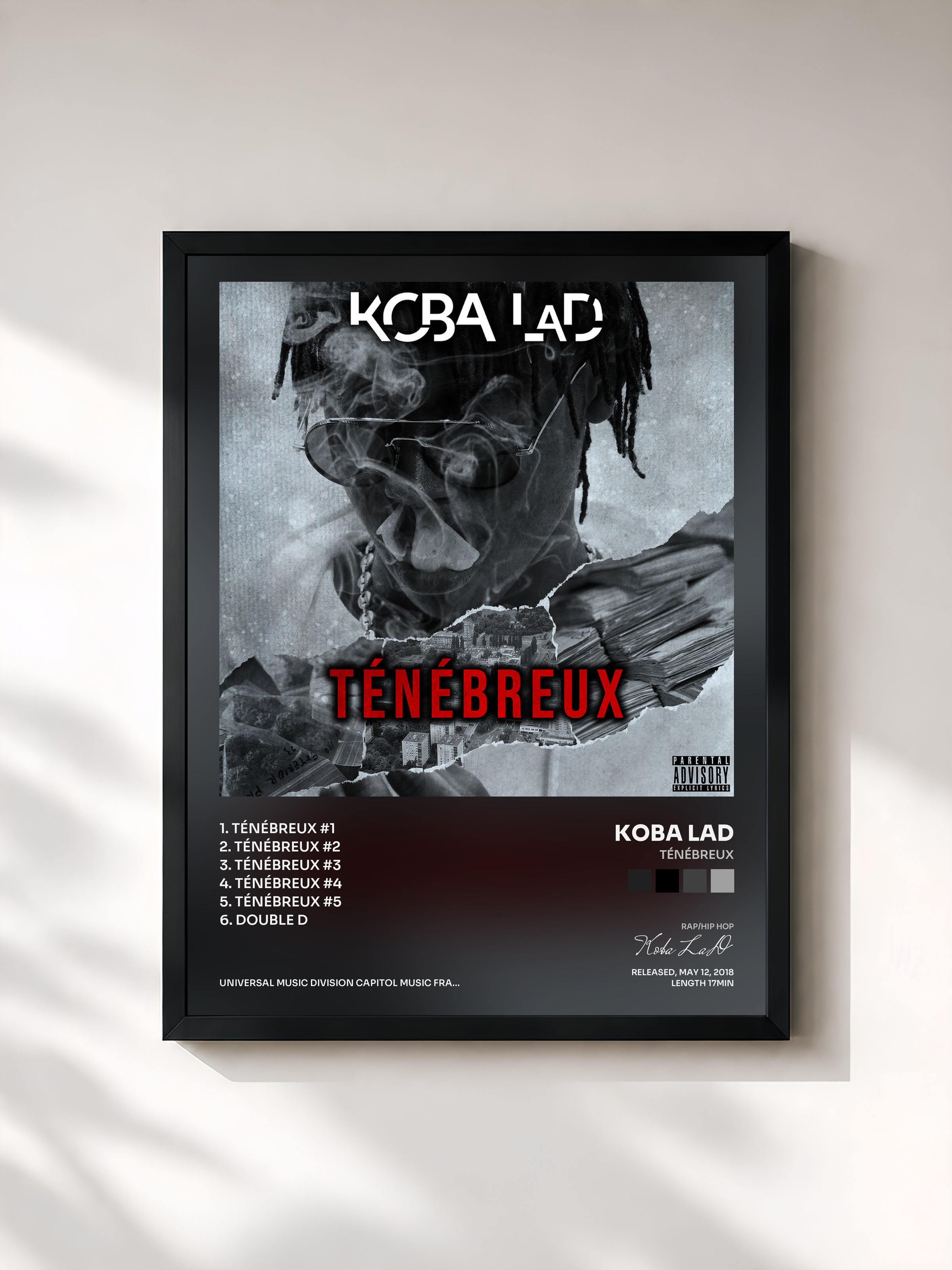 #noir Tableau de l'album Ténébreux de Koba LaD, cadre noir, imprimé et encadré en France