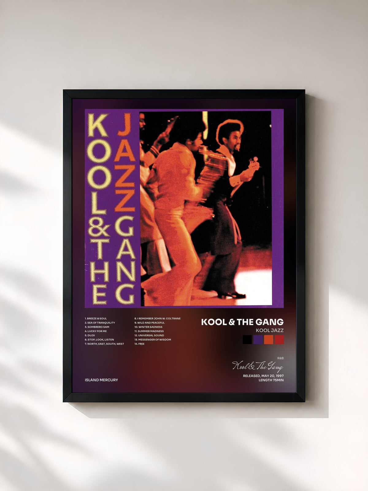 #noir Kool Jazz von Kool & The Gang als gerahmter Kunstdruck, schwarzer Rahmen, gedruckt und gerahmt in Frankreich