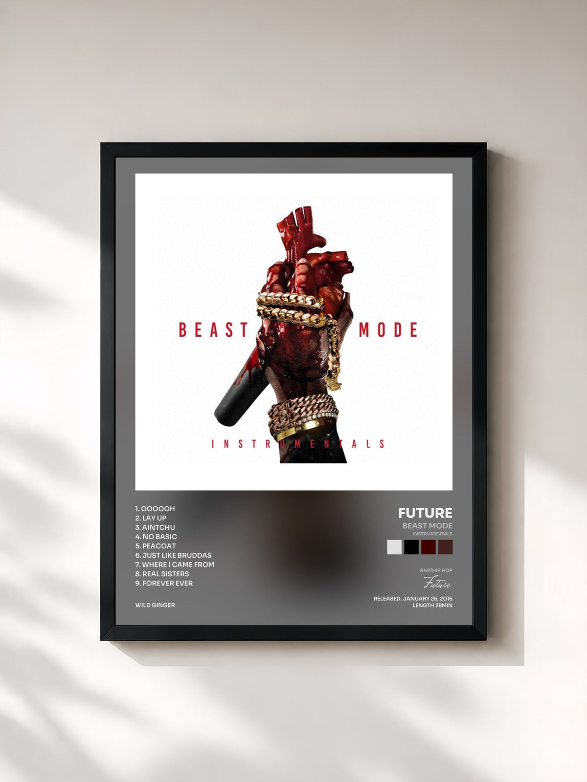 #noir Tableau de l'album Beast Mode (Instrumentals) de Future, cadre noir, imprimé et encadré en France