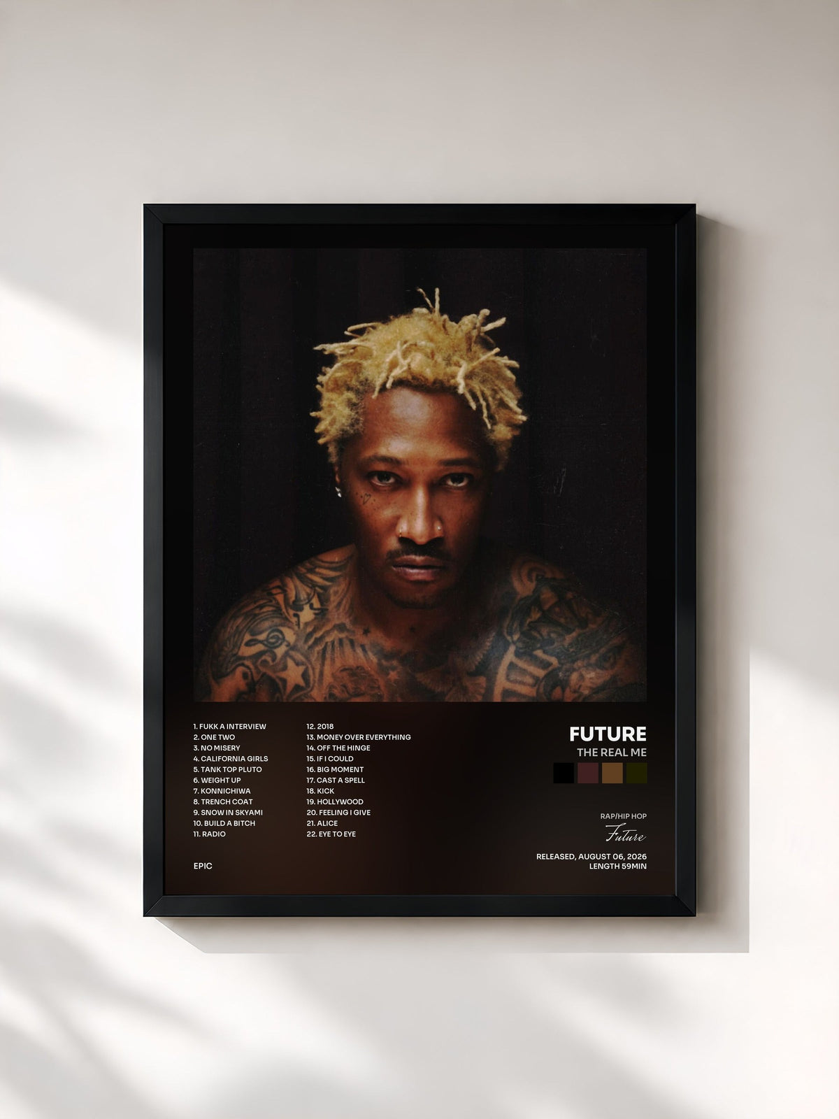 #noir Tableau de l'album The Real Me de Future, cadre noir, imprimé et encadré en France