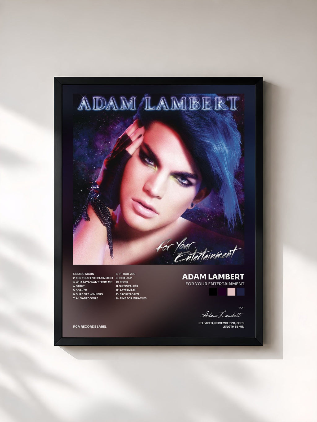 #noir For Your Entertainment de Adam Lambert en lámina enmarcada, marco negro, impresa y enmarcada en Francia
