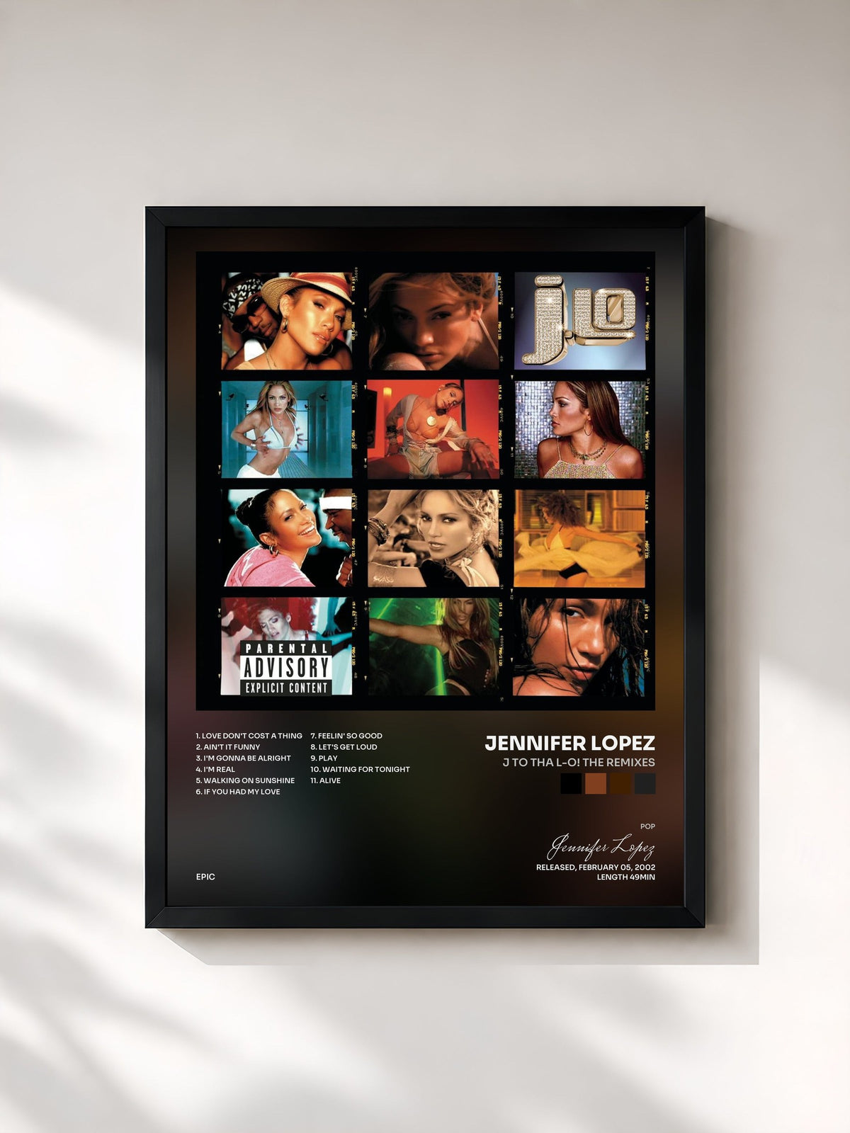 #noir Tableau de l'album J To Tha L-O! The Remixes de Jennifer Lopez, cadre noir, imprimé et encadré en France