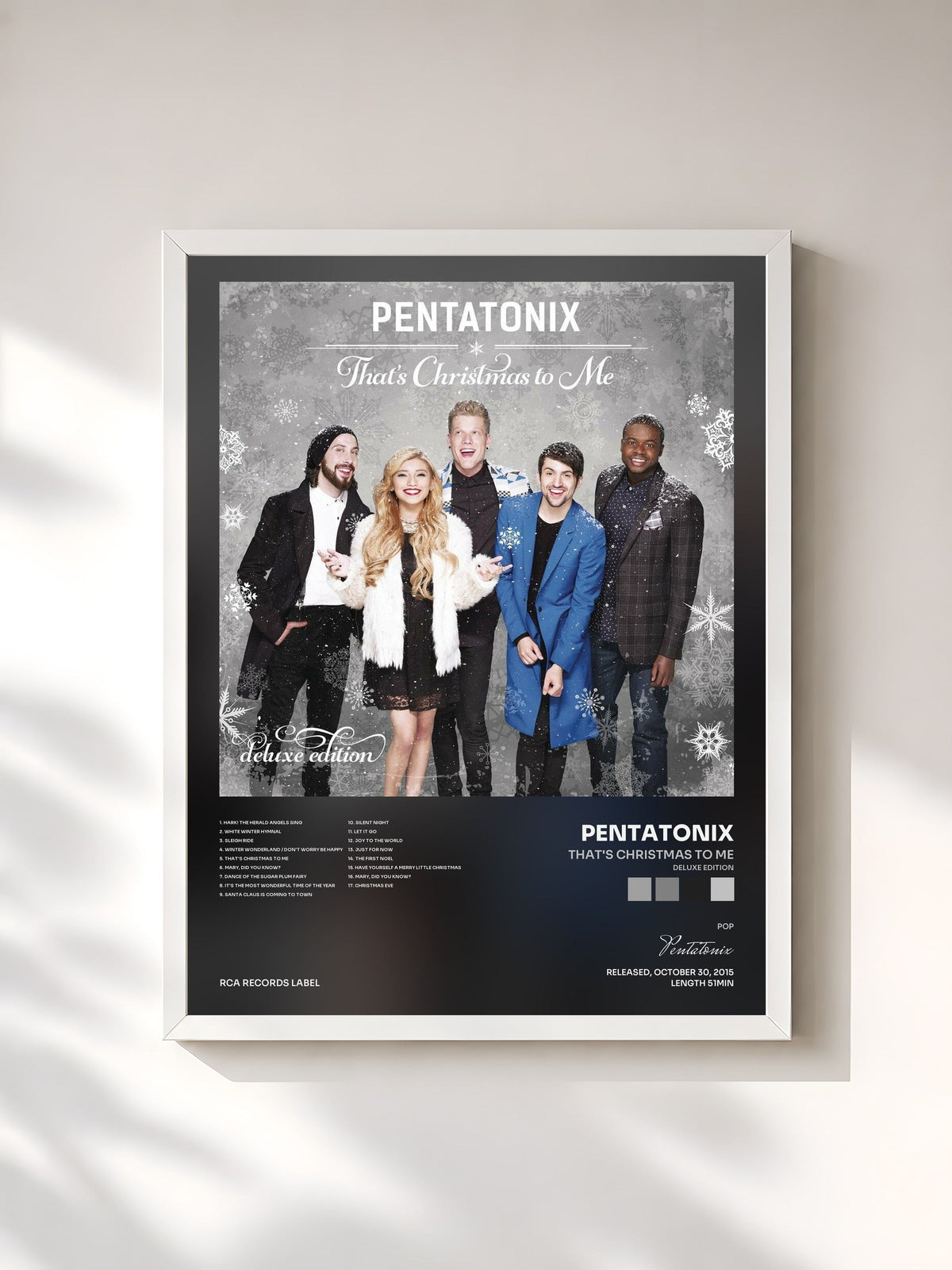 #blanc That's Christmas To Me (Deluxe Edition) de Pentatonix en lámina enmarcada, marco blanco, impresa y enmarcada en Francia