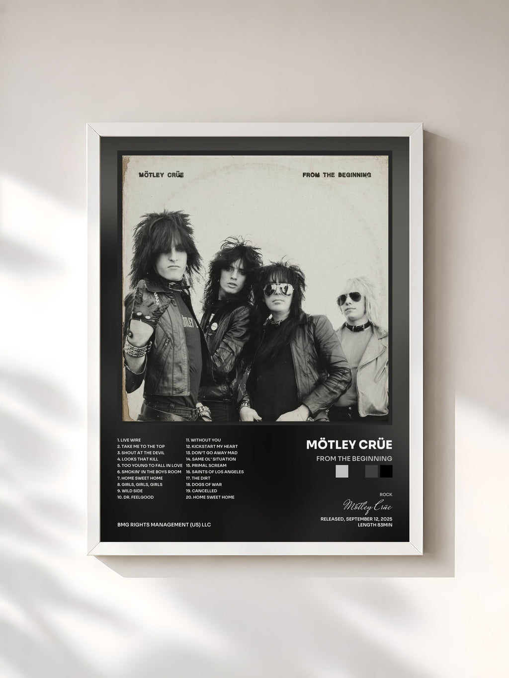 #blanc From The Beginning von Mötley Crüe als gerahmter Kunstdruck, weißer Rahmen, gedruckt und gerahmt in Frankreich