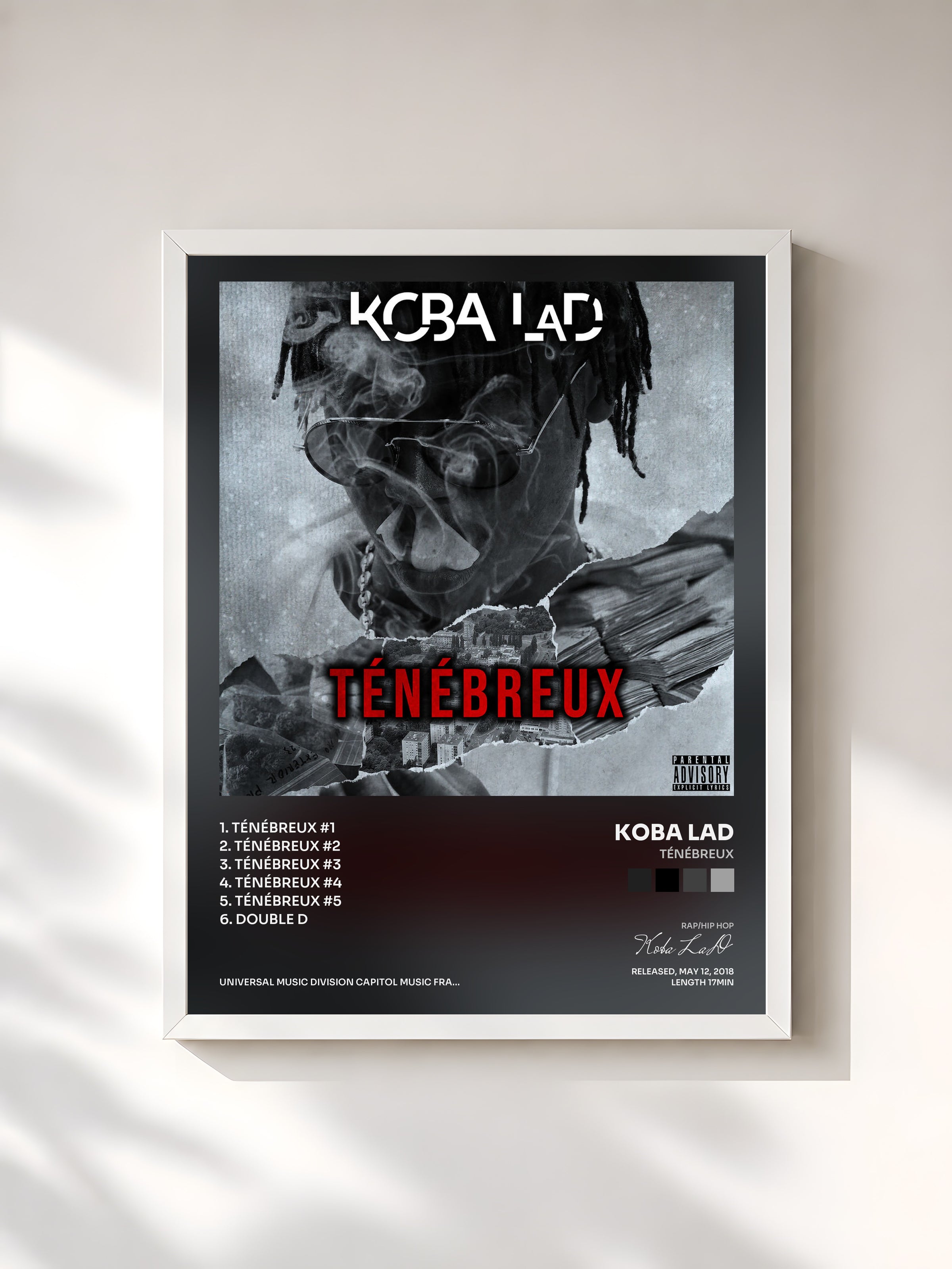 #blanc Tableau de l'album Ténébreux de Koba LaD, cadre blanc, imprimé et encadré en France