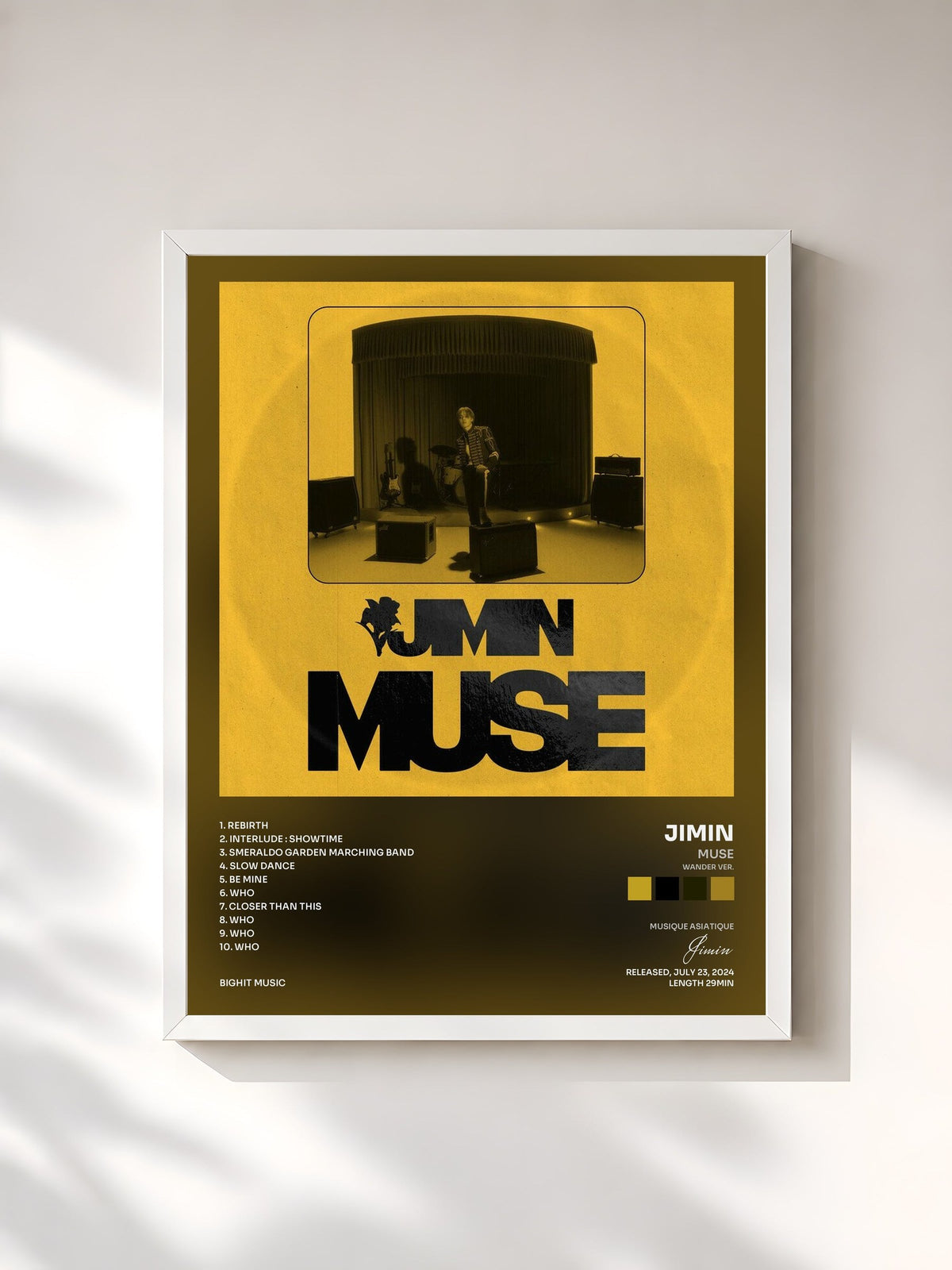 #blanc Tableau de l'album MUSE (WANDER ver.) de Jimin, cadre blanc, imprimé et encadré en France