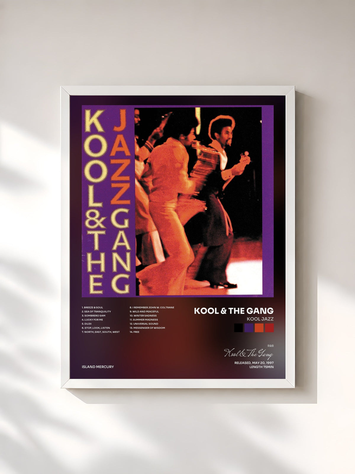 #blanc Kool Jazz von Kool & The Gang als gerahmter Kunstdruck, weißer Rahmen, gedruckt und gerahmt in Frankreich
