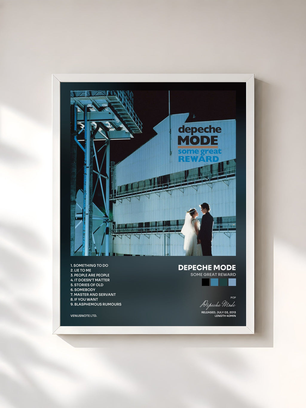 #blanc Some Great Reward von Depeche Mode als gerahmter Kunstdruck, weißer Rahmen, gedruckt und gerahmt in Frankreich